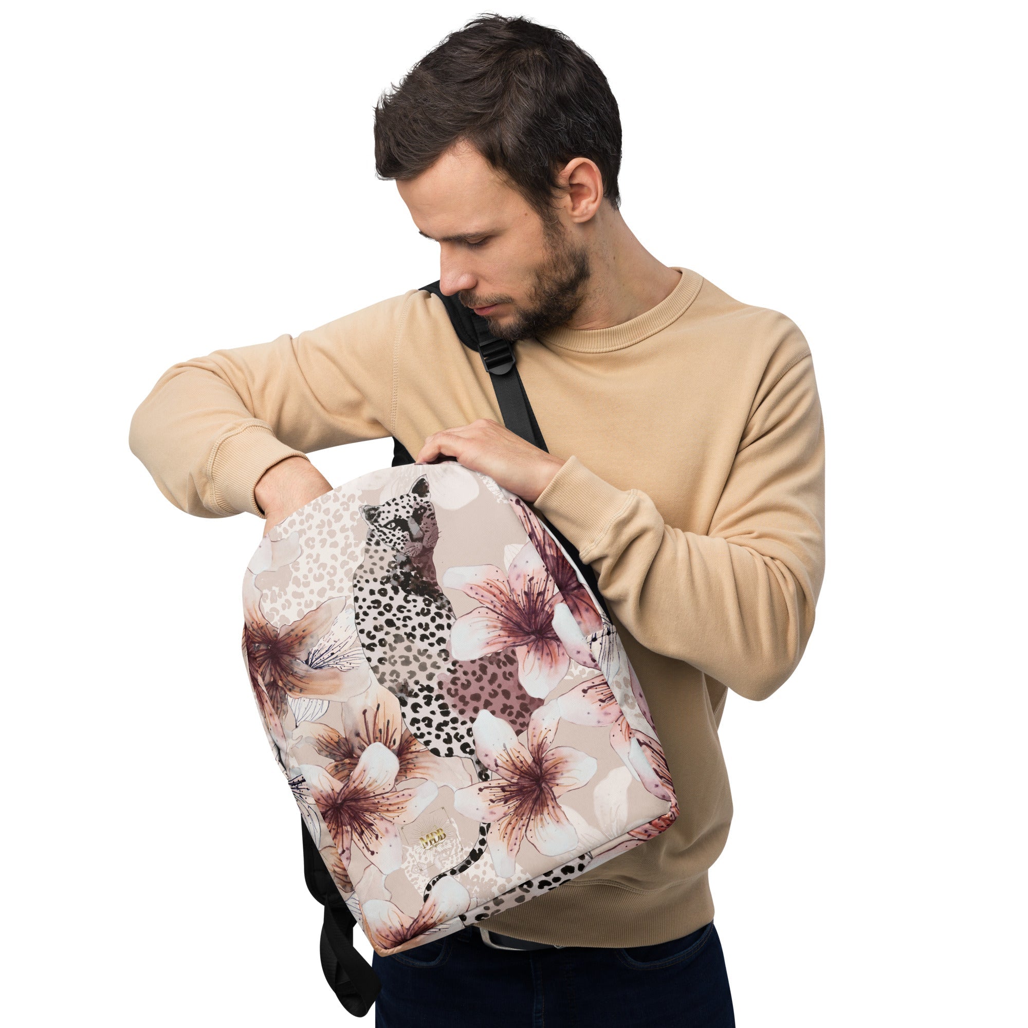 Leopard Blossom Minimalist Backpack - The Million Dollar Bill Co.