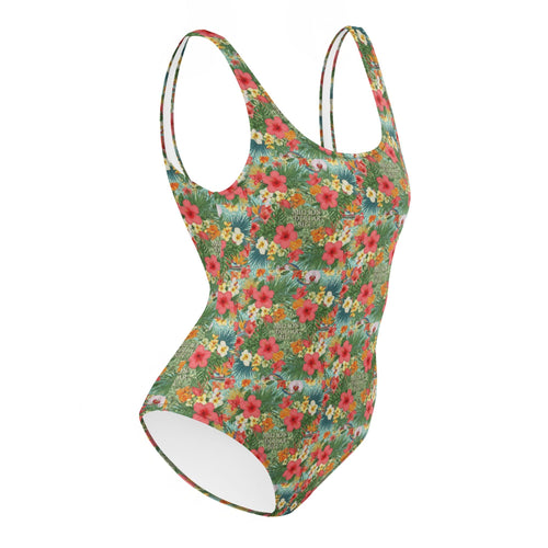 MDB Co. FLORAL BILLS ALL - OVER One - Piece Swimsuit - The Million Dollar Bill Co.
