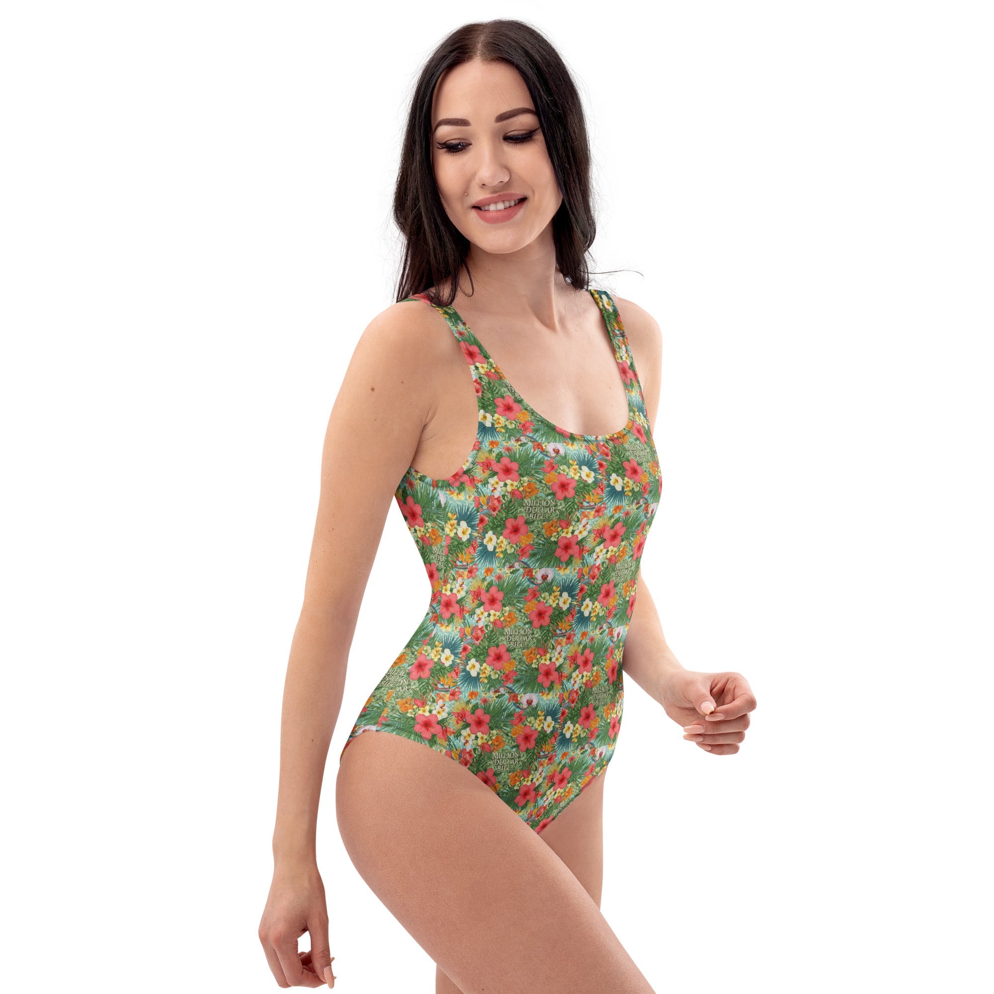 MDB Co. FLORAL BILLS ALL - OVER One - Piece Swimsuit - The Million Dollar Bill Co.