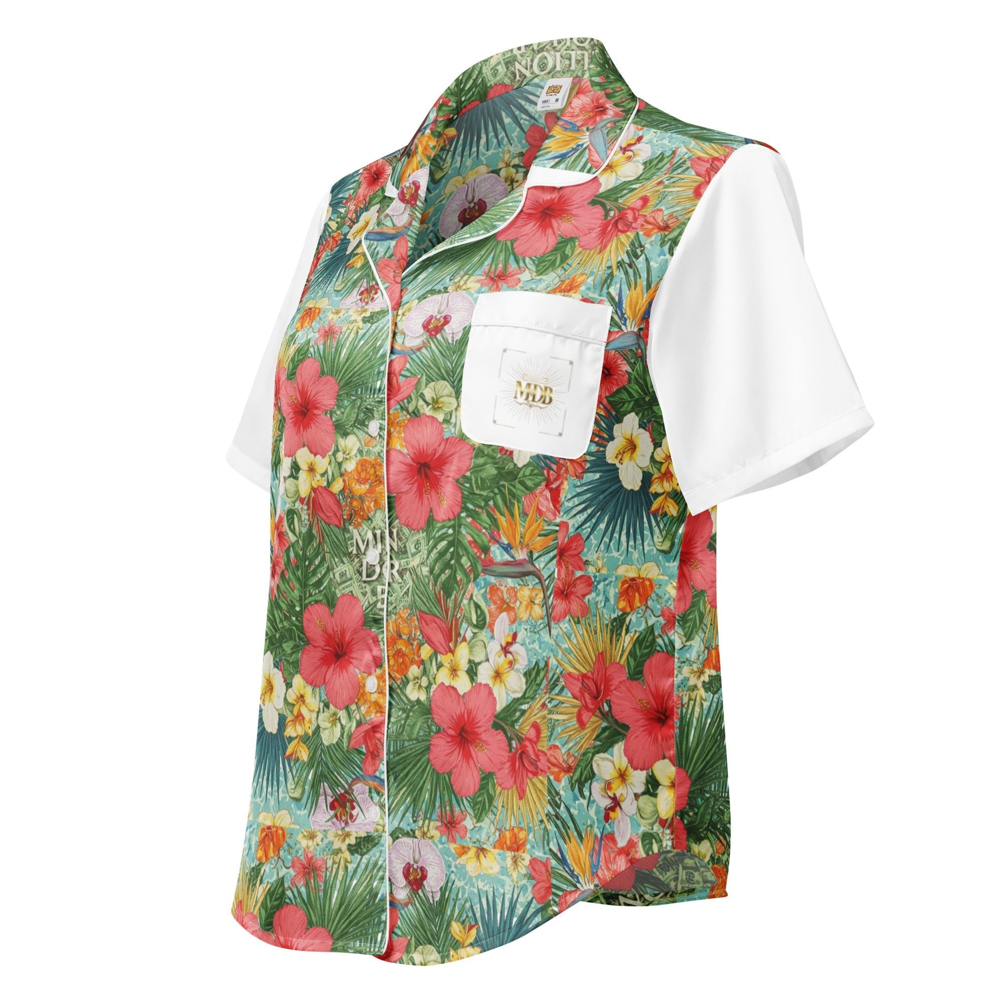 MDB Co. FLORAL BILLS All-over print women’s short sleeve pajama top - The Million Dollar Bill Co.