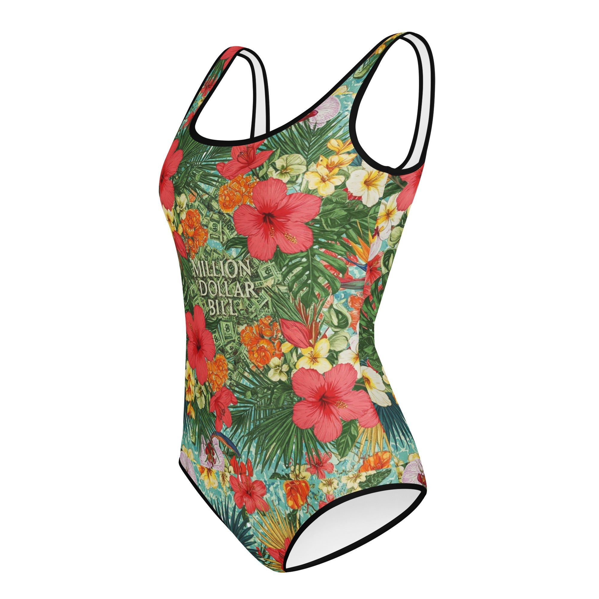 MDB Co. FLORAL BILLS All - Over Print Youth Swimsuit - The Million Dollar Bill Co.
