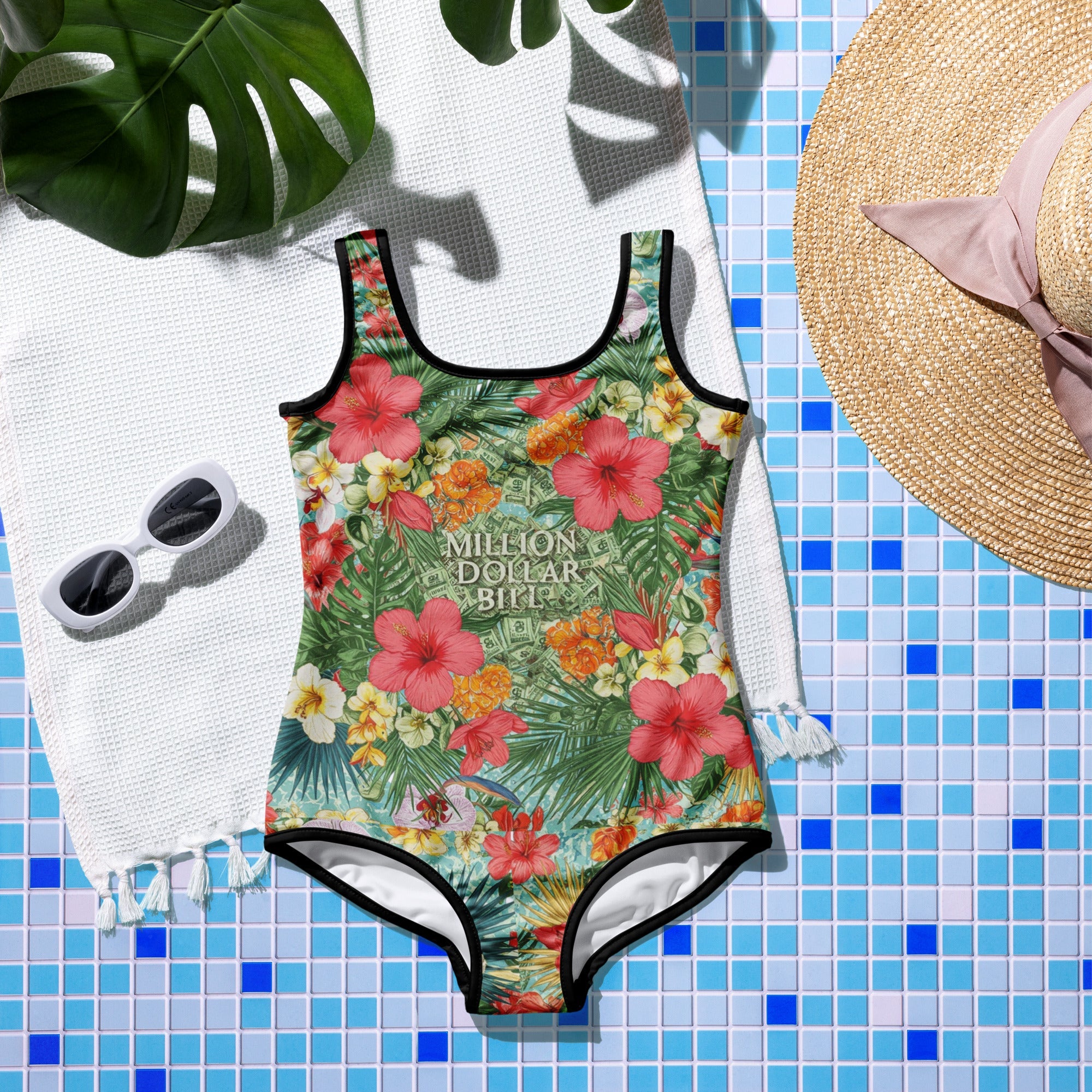 MDB Co. FLORAL BILLS All - Over Print Youth Swimsuit - The Million Dollar Bill Co.