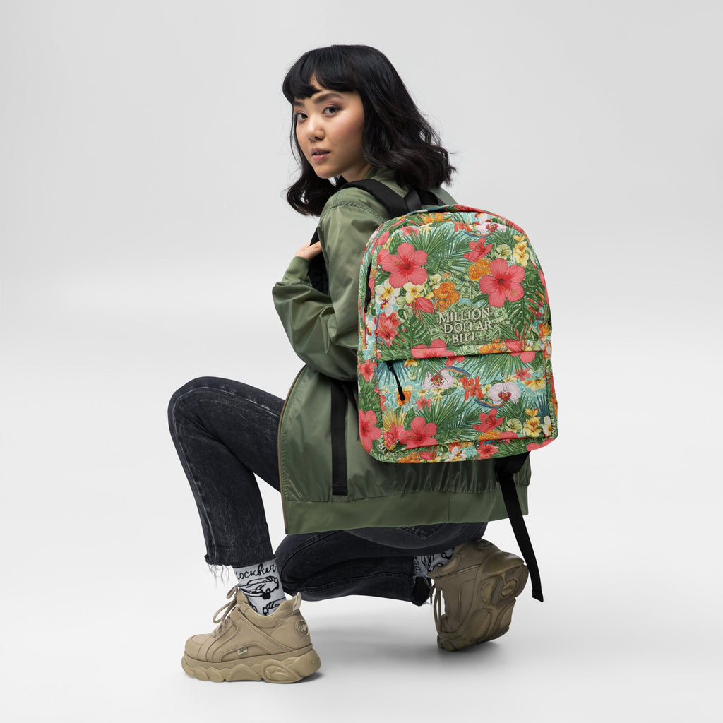 MDB Co. Medium Signature FLORAL BILLS Backpack - The Million Dollar Bill Co. CUT-SEW