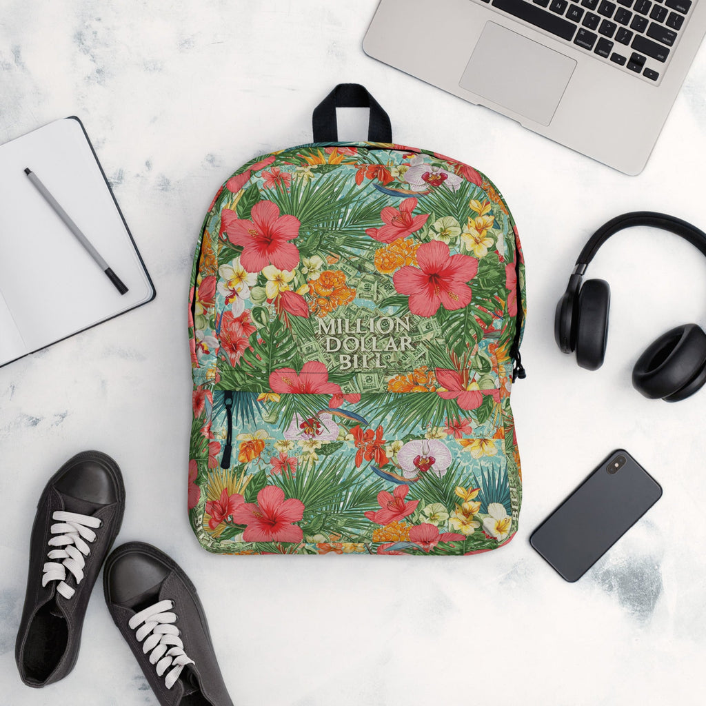 MDB Co. Medium Signature FLORAL BILLS Backpack - The Million Dollar Bill Co. CUT-SEW
