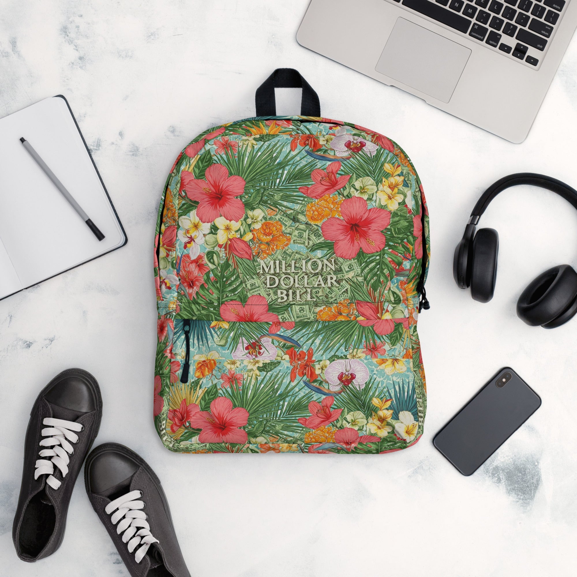 MDB Co. Medium Signature FLORAL BILLS Backpack - The Million Dollar Bill Co. CUT-SEW
