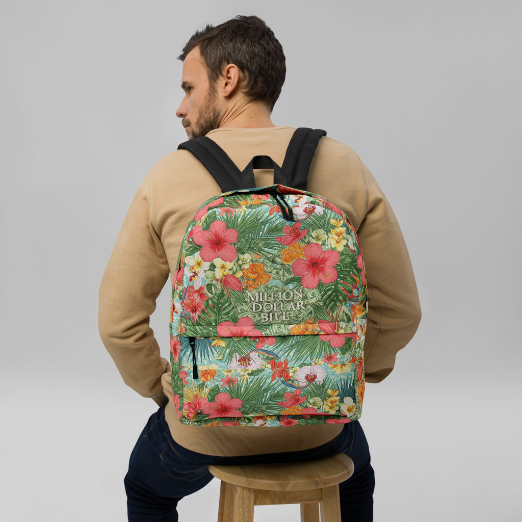 MDB Co. Medium Signature FLORAL BILLS Backpack - The Million Dollar Bill Co. CUT-SEW