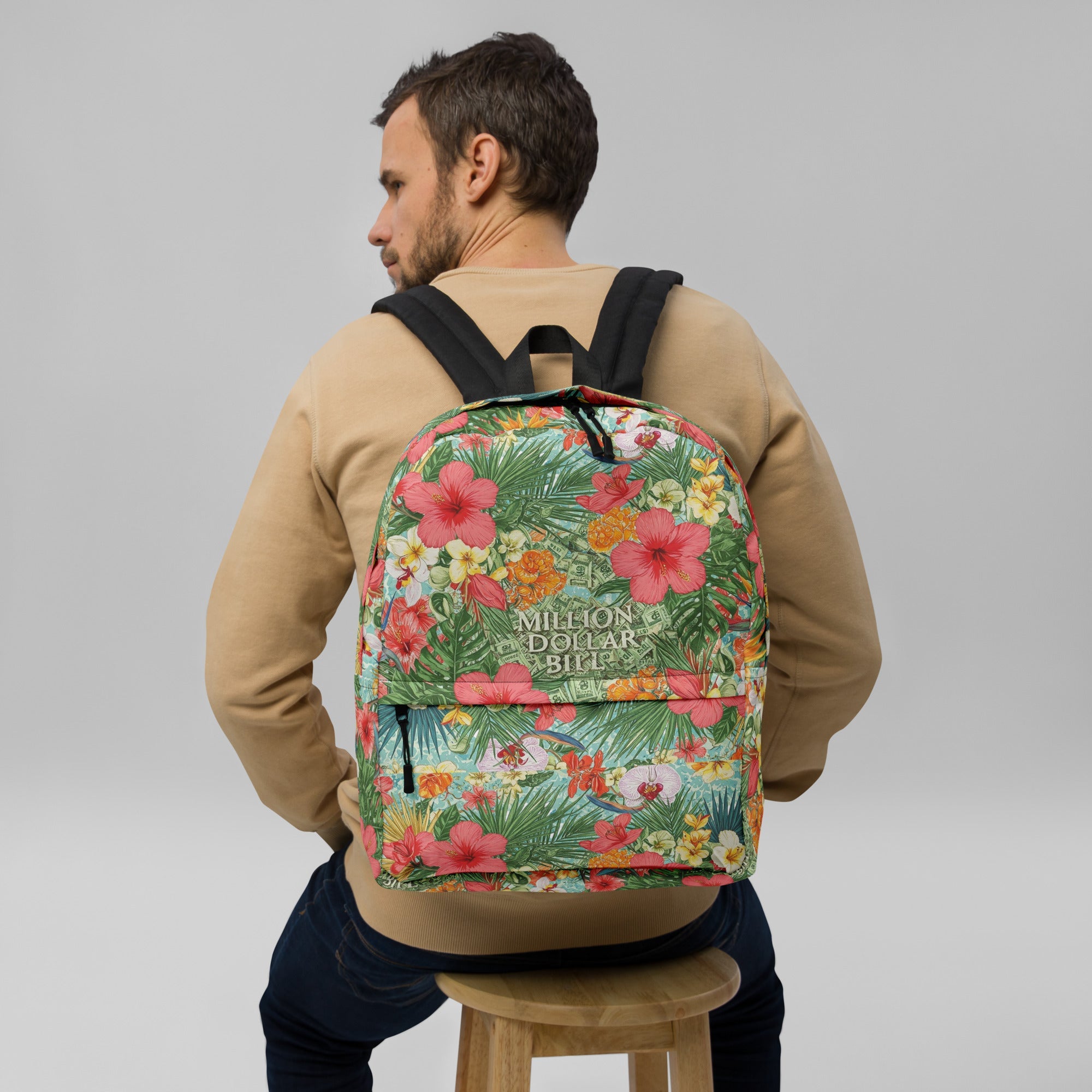 MDB Co. Medium Signature FLORAL BILLS Backpack - The Million Dollar Bill Co. CUT-SEW