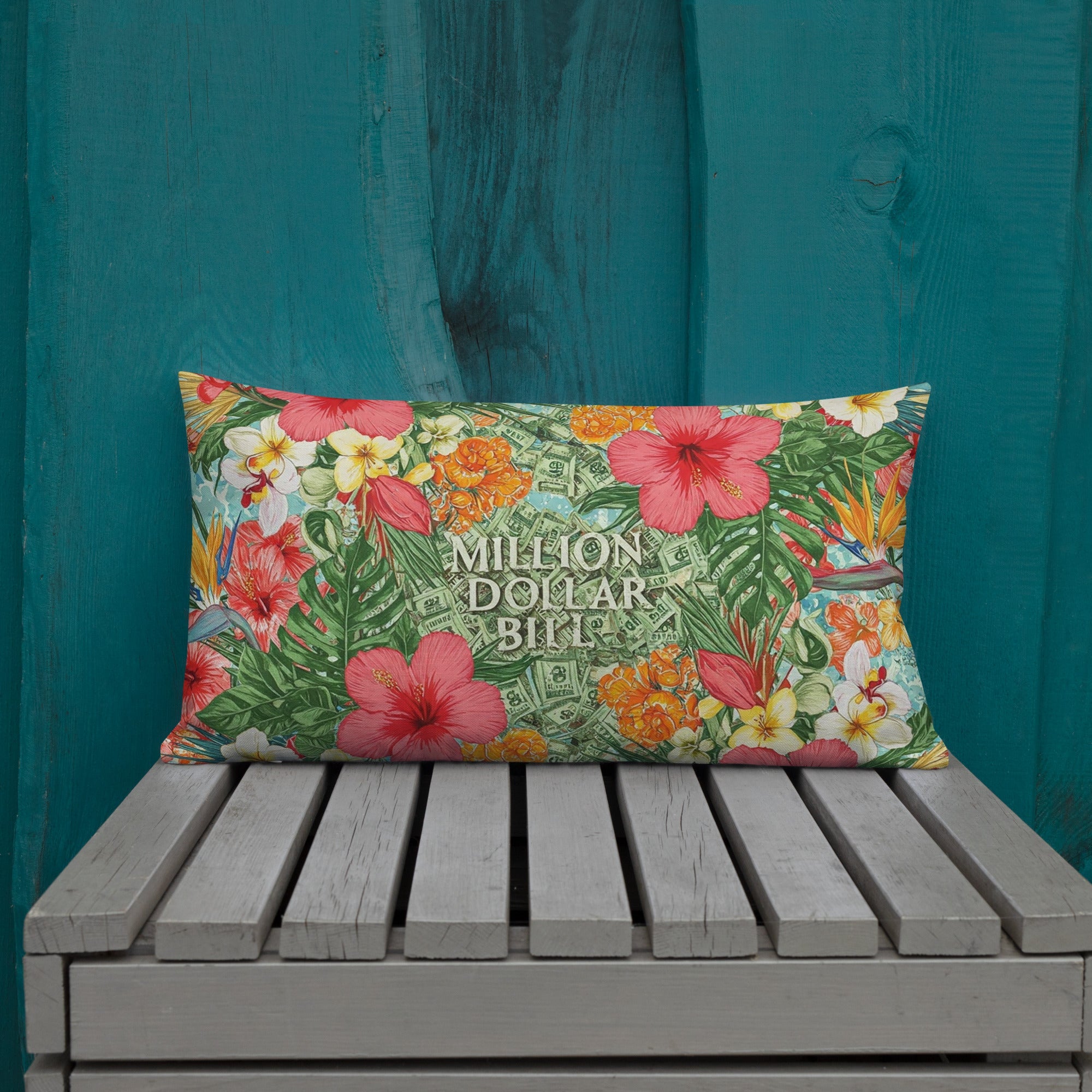 MDB Co. FLORAL BILLS Premium Pillows - The Million Dollar Bill Co. CUT-SEW bed