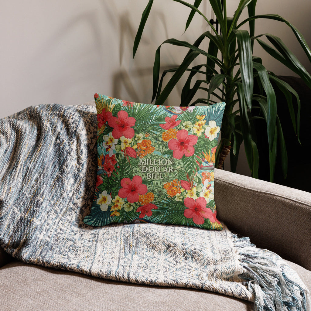 MDB Co. FLORAL BILLS Premium Pillows - The Million Dollar Bill Co. CUT-SEW bed