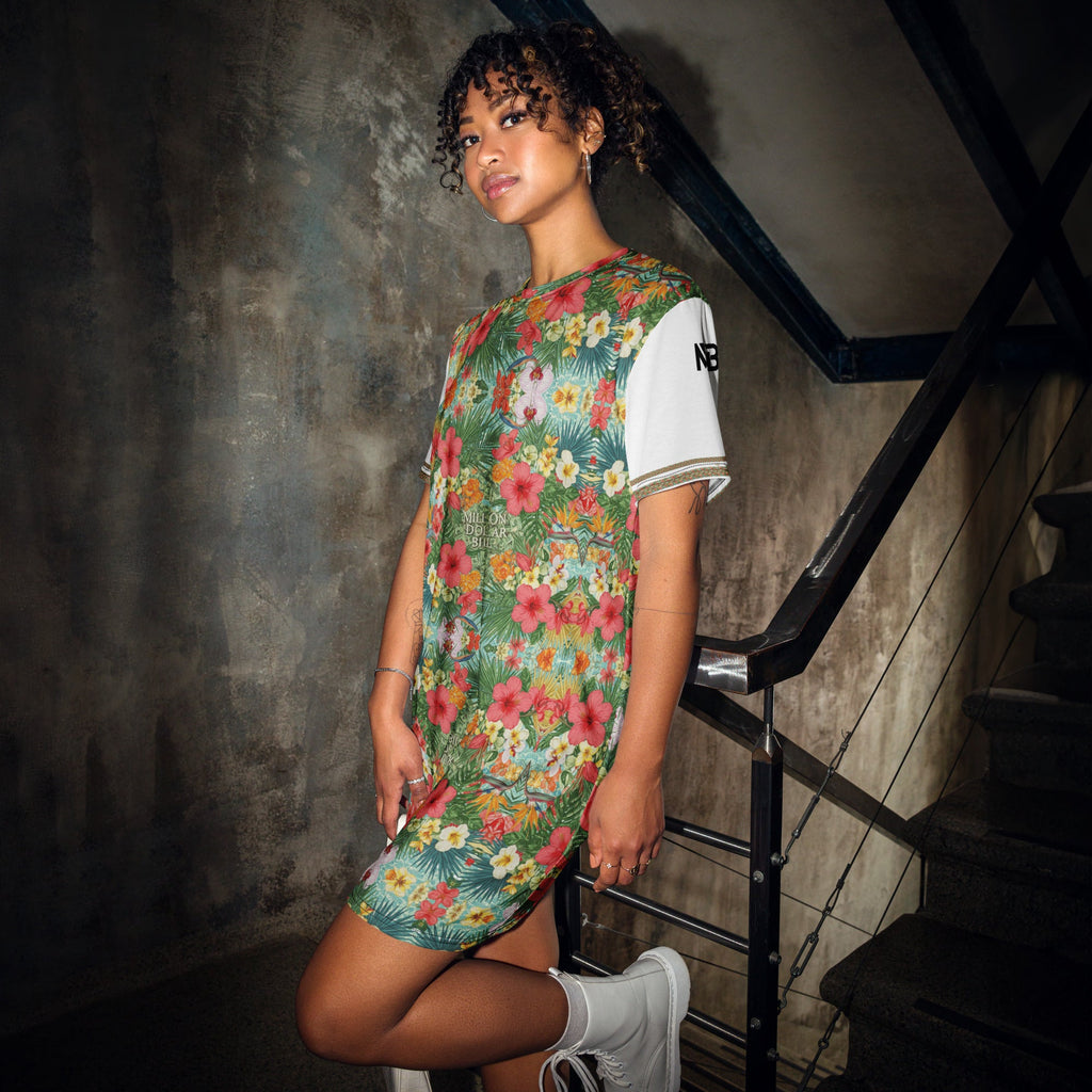 MDB Co. FLORAL BILLS T-shirt dress - The Million Dollar Bill Co.