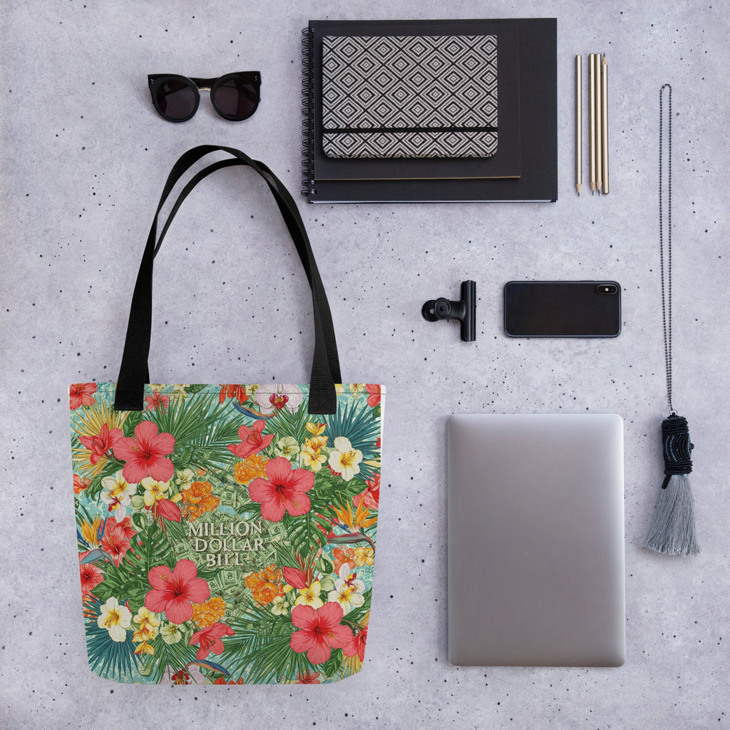 MDB Co. Signature FLORAL BILLS Tote bag - The Million Dollar Bill Co. CUT-SEW