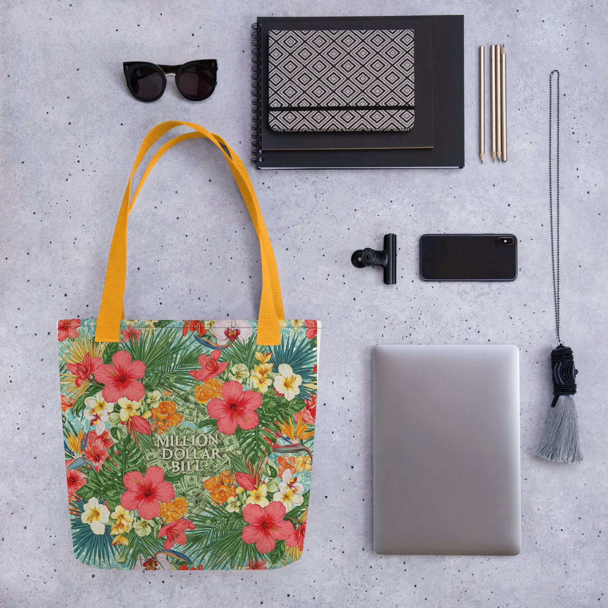 MDB Co. Signature FLORAL BILLS Tote bag - The Million Dollar Bill Co. CUT-SEW