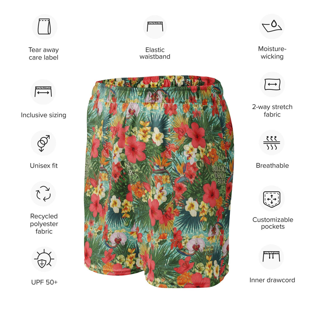 MDB Co. FLORAL BILLS Unisex mesh shorts - The Million Dollar Bill Co.
