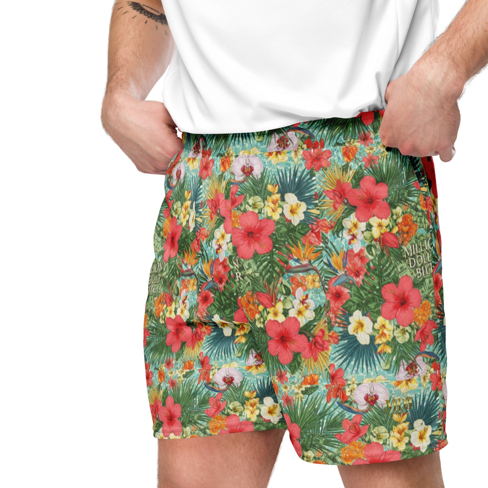MDB Co. FLORAL BILLS Unisex mesh shorts - The Million Dollar Bill Co.