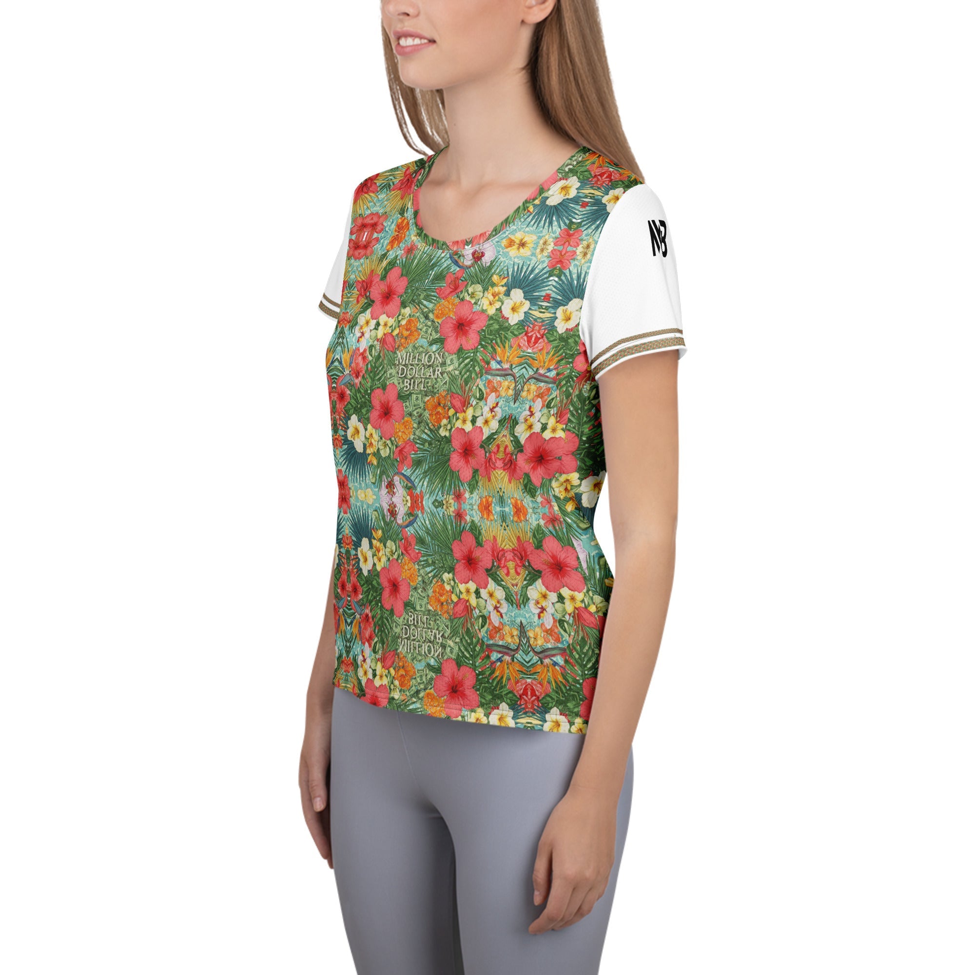 MDB Co. FLORAL BILLS Women's athletic t-shirt - The Million Dollar Bill Co. 3