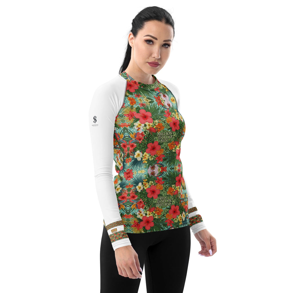 MDB Co. FLORAL BILLS Women's Rash Guard - The Million Dollar Bill Co.