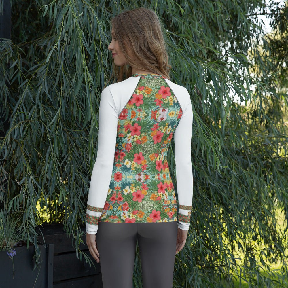 MDB Co. FLORAL BILLS Women's Rash Guard - The Million Dollar Bill Co.