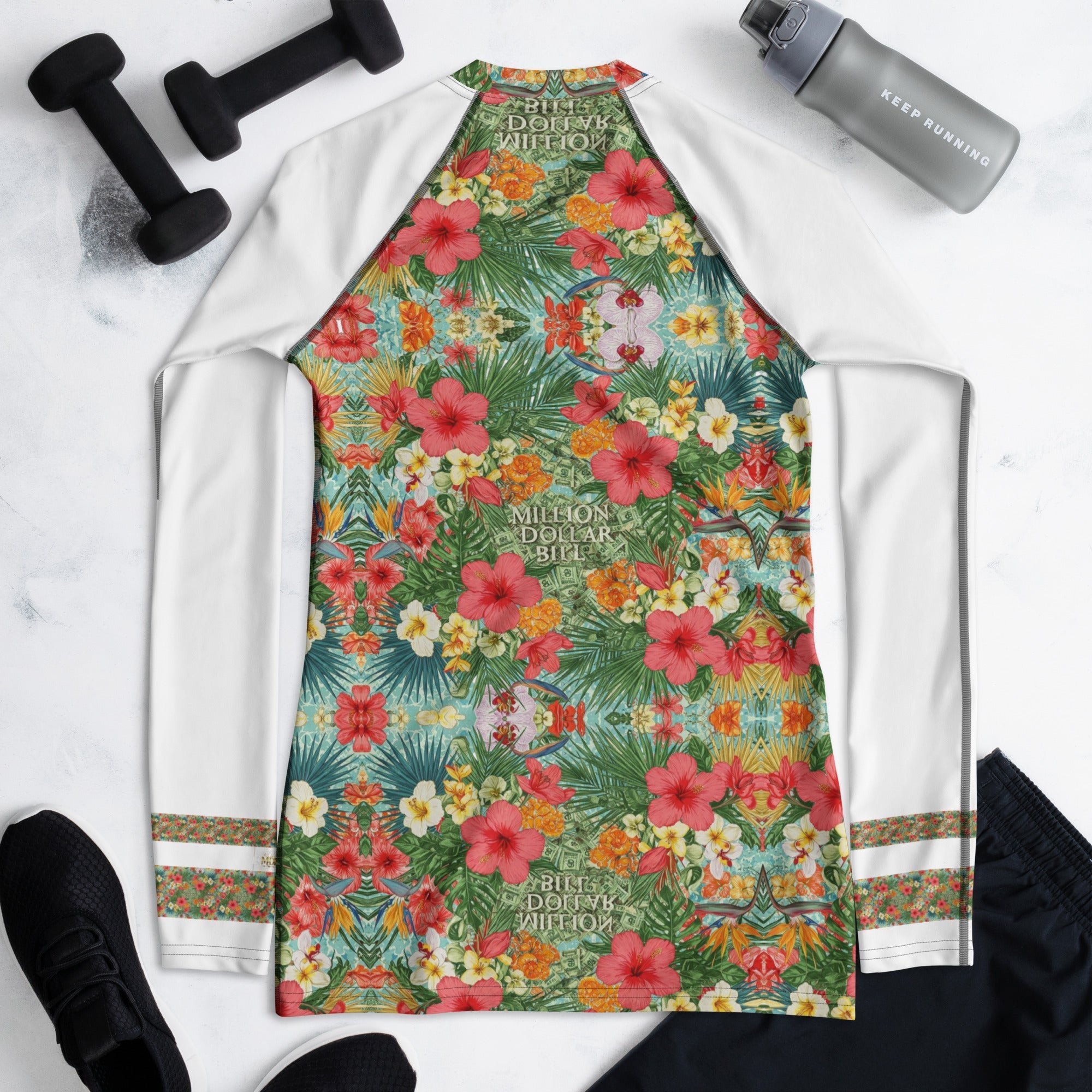 MDB Co. FLORAL BILLS Women's Rash Guard - The Million Dollar Bill Co.