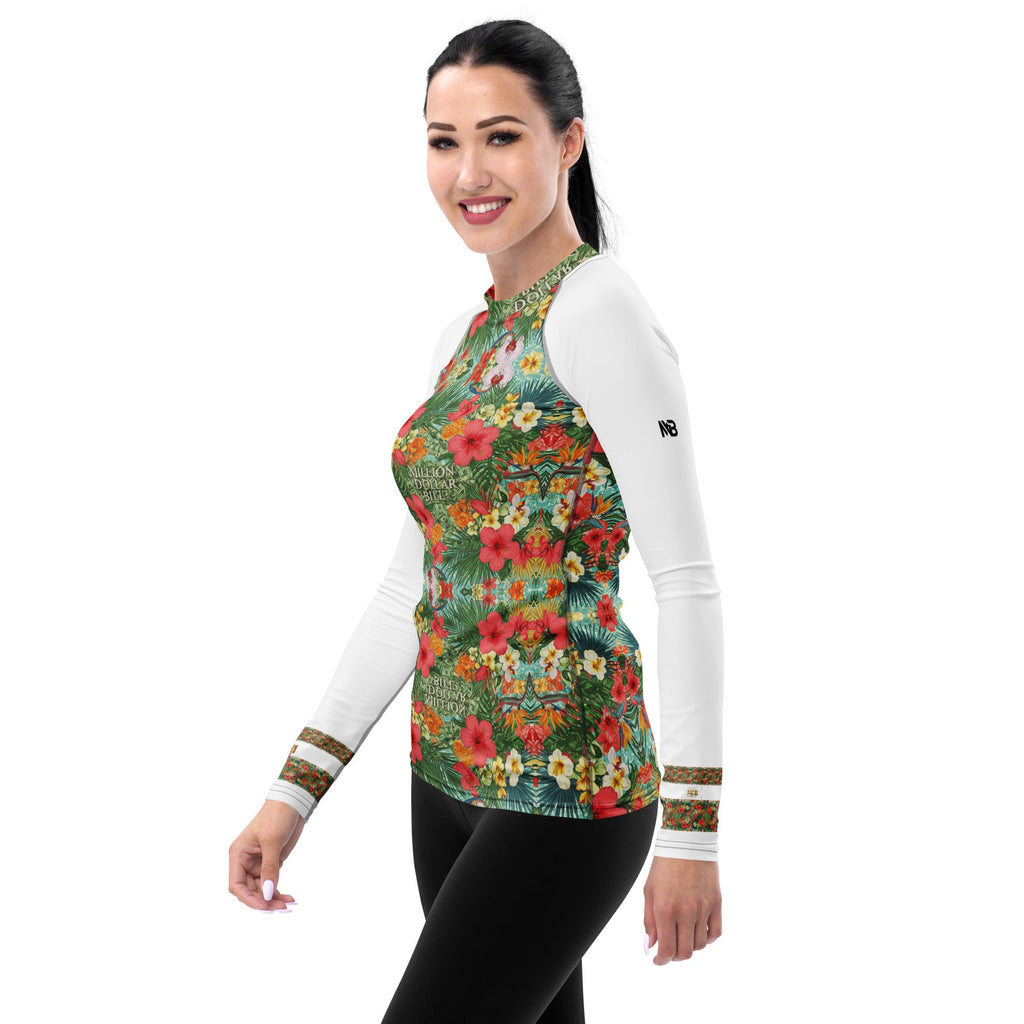 MDB Co. FLORAL BILLS Women's Rash Guard - The Million Dollar Bill Co.