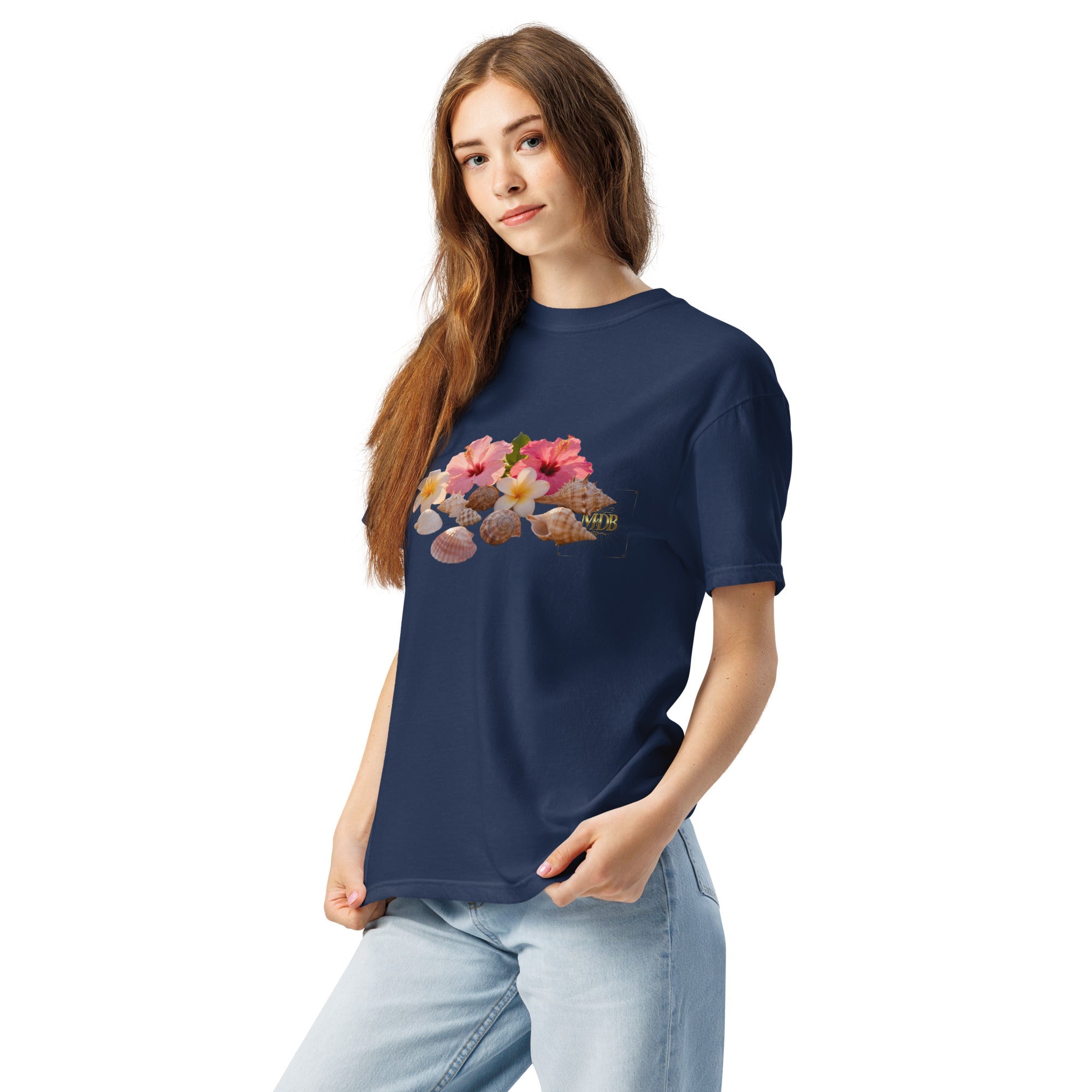 MDB Co. FLORAL PRINT Unisex garment-dyed heavyweight t-shirt - The Million Dollar Bill Co.