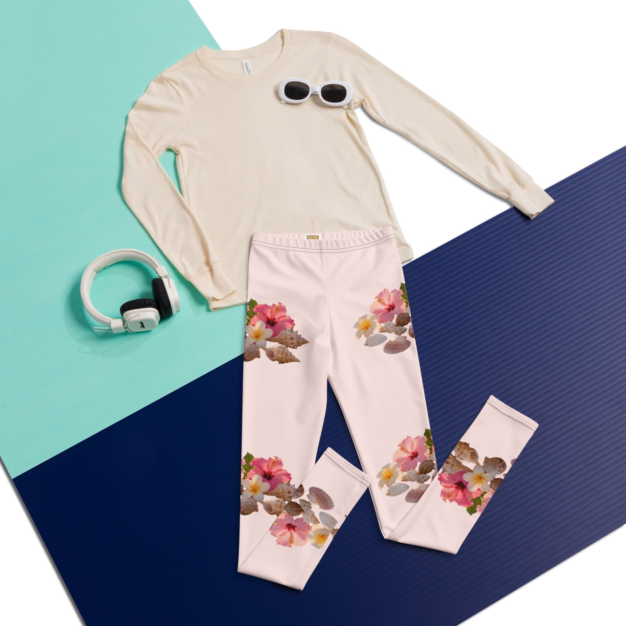 MDB Co. FLORAL Youth Leggings (MISTY ROSE) - The Million Dollar Bill Co.