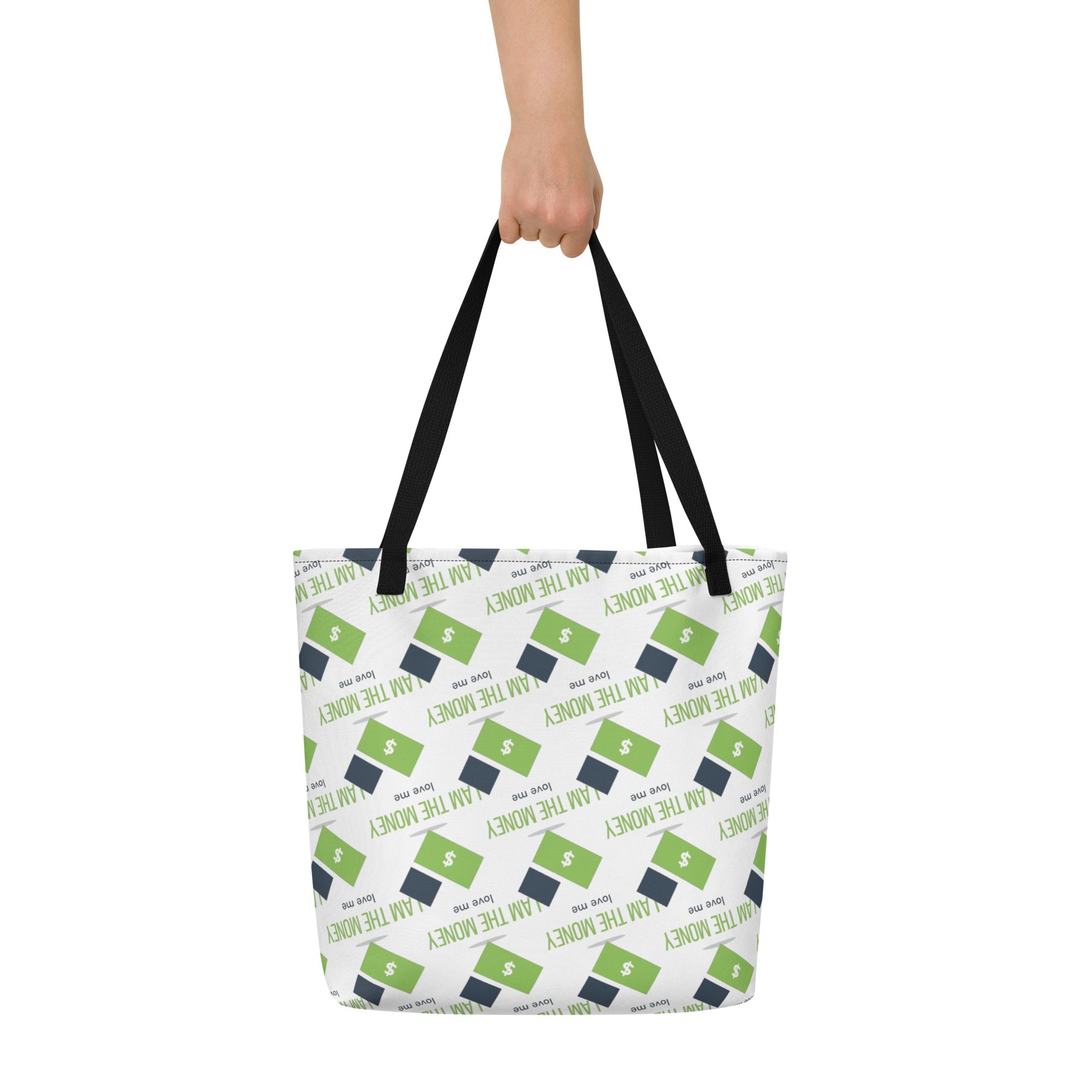 MDB Co. "I AM" THE MONEY All - Over Print Large Tote Bag - The Million Dollar Bill Co.