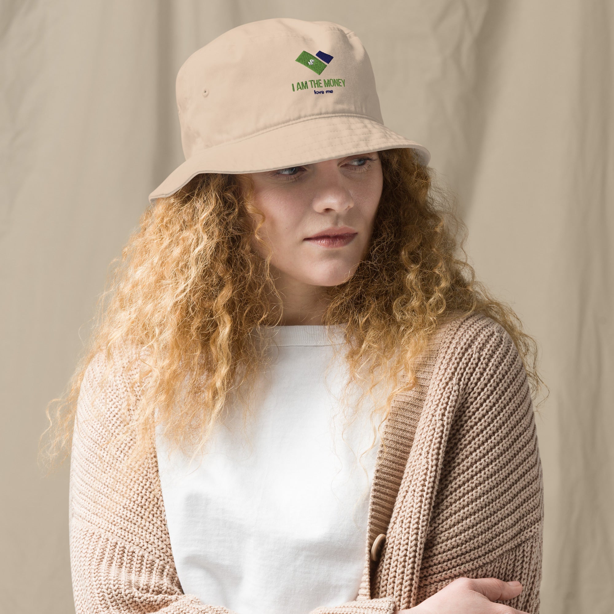 MDB Co. 'I AM" THE MONEY UNISEX Organic bucket hat - The Million Dollar Bill Co.