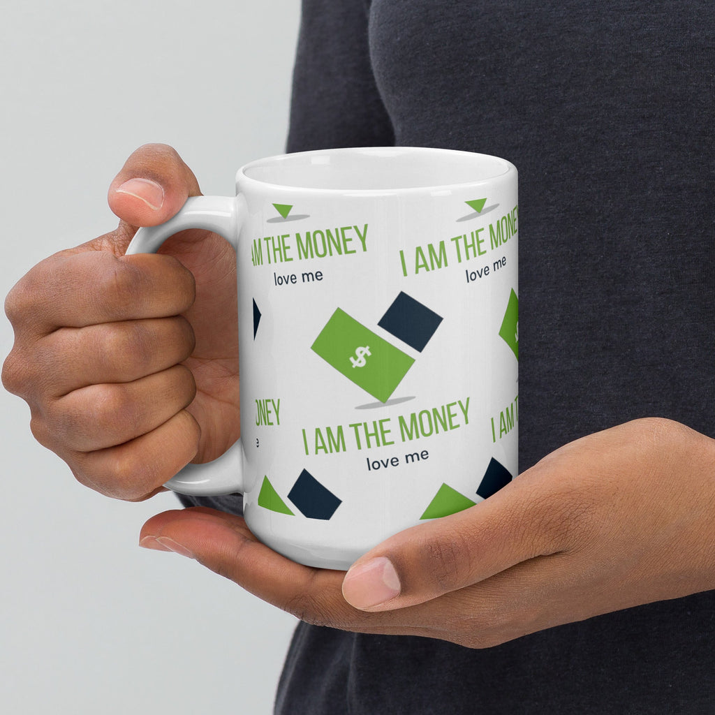 MDB Co. "I AM" THE MONEY White glossy mug - The Million Dollar Bill Co.