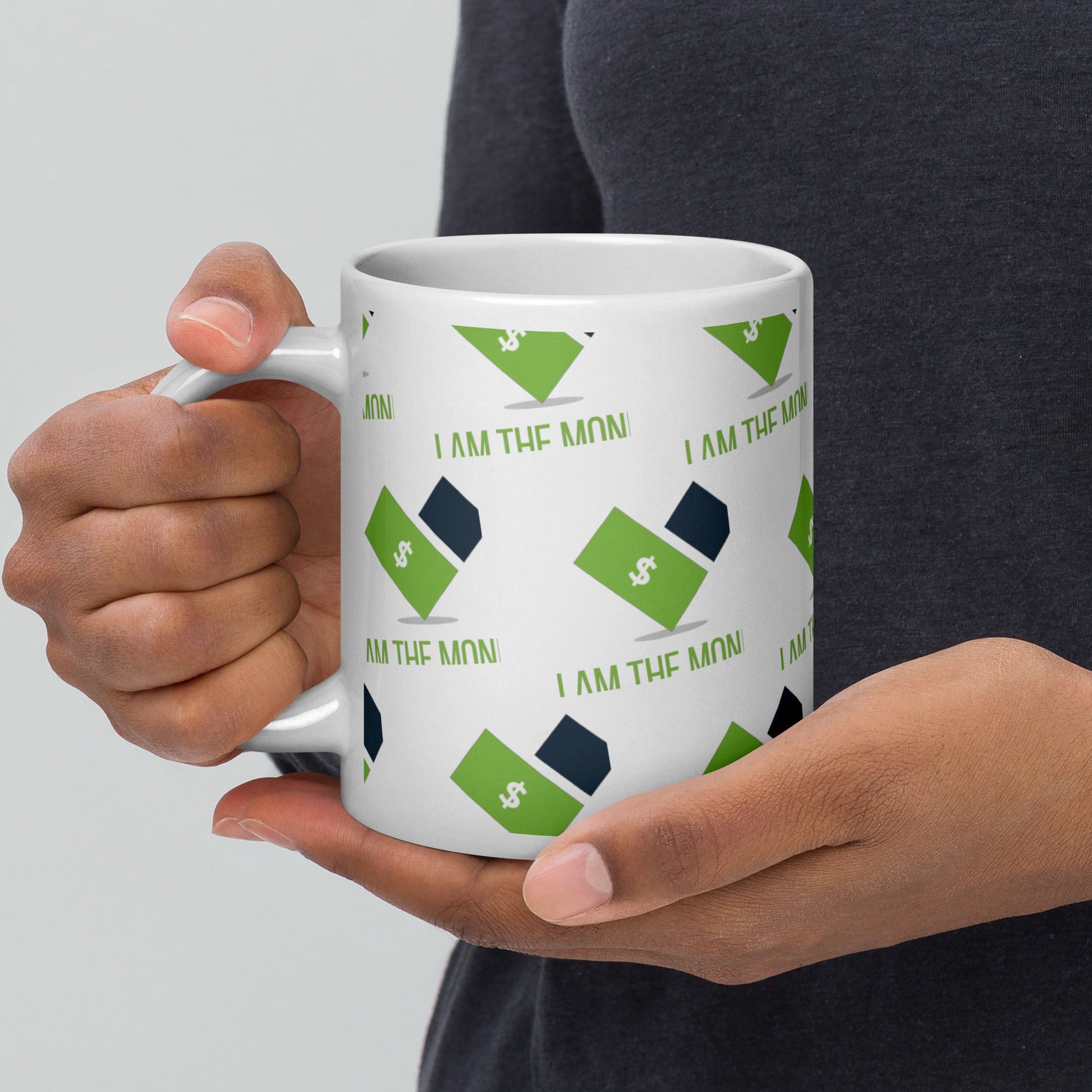 MDB Co. "I AM" THE MONEY White glossy mug - The Million Dollar Bill Co.