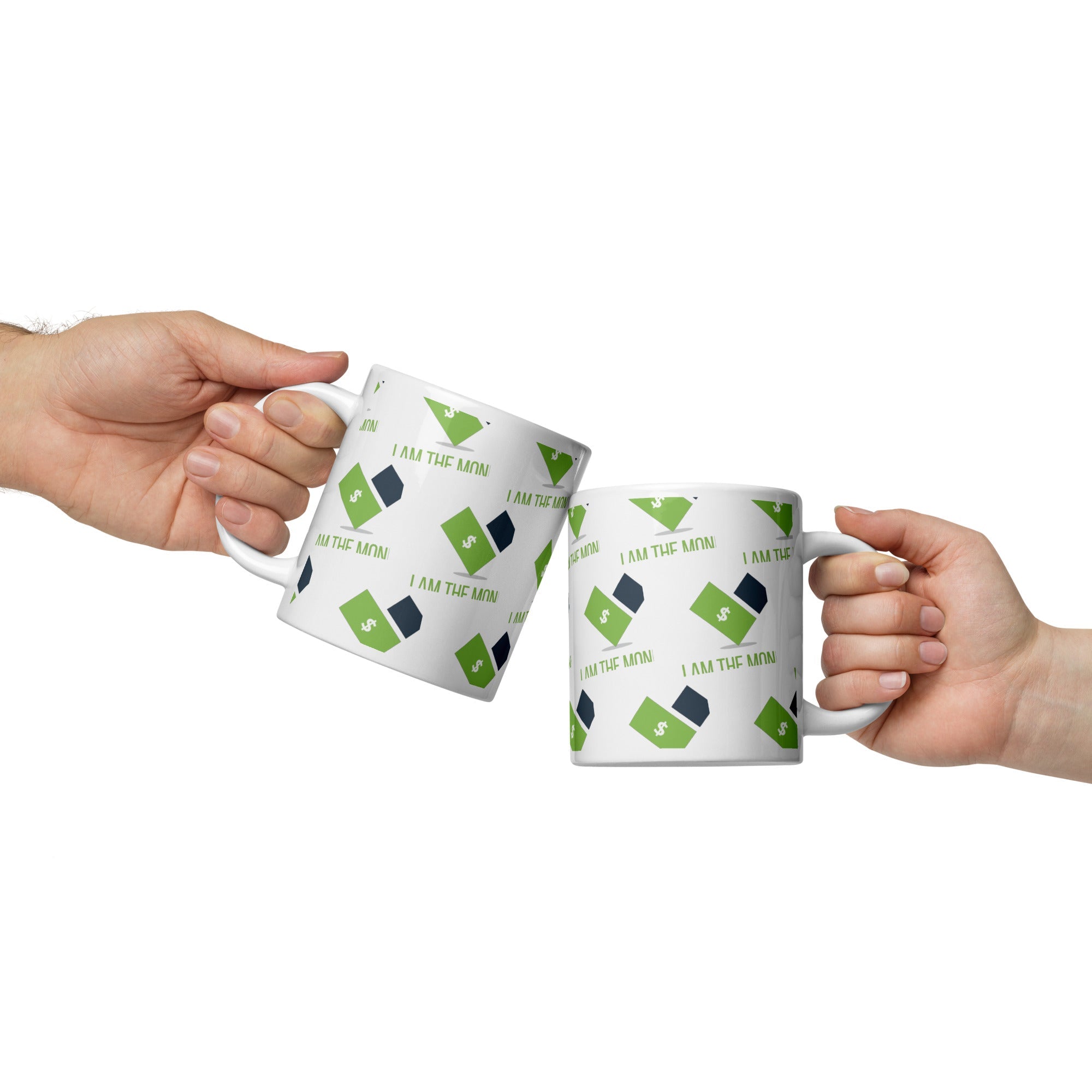 MDB Co. "I AM" THE MONEY White glossy mug - The Million Dollar Bill Co.