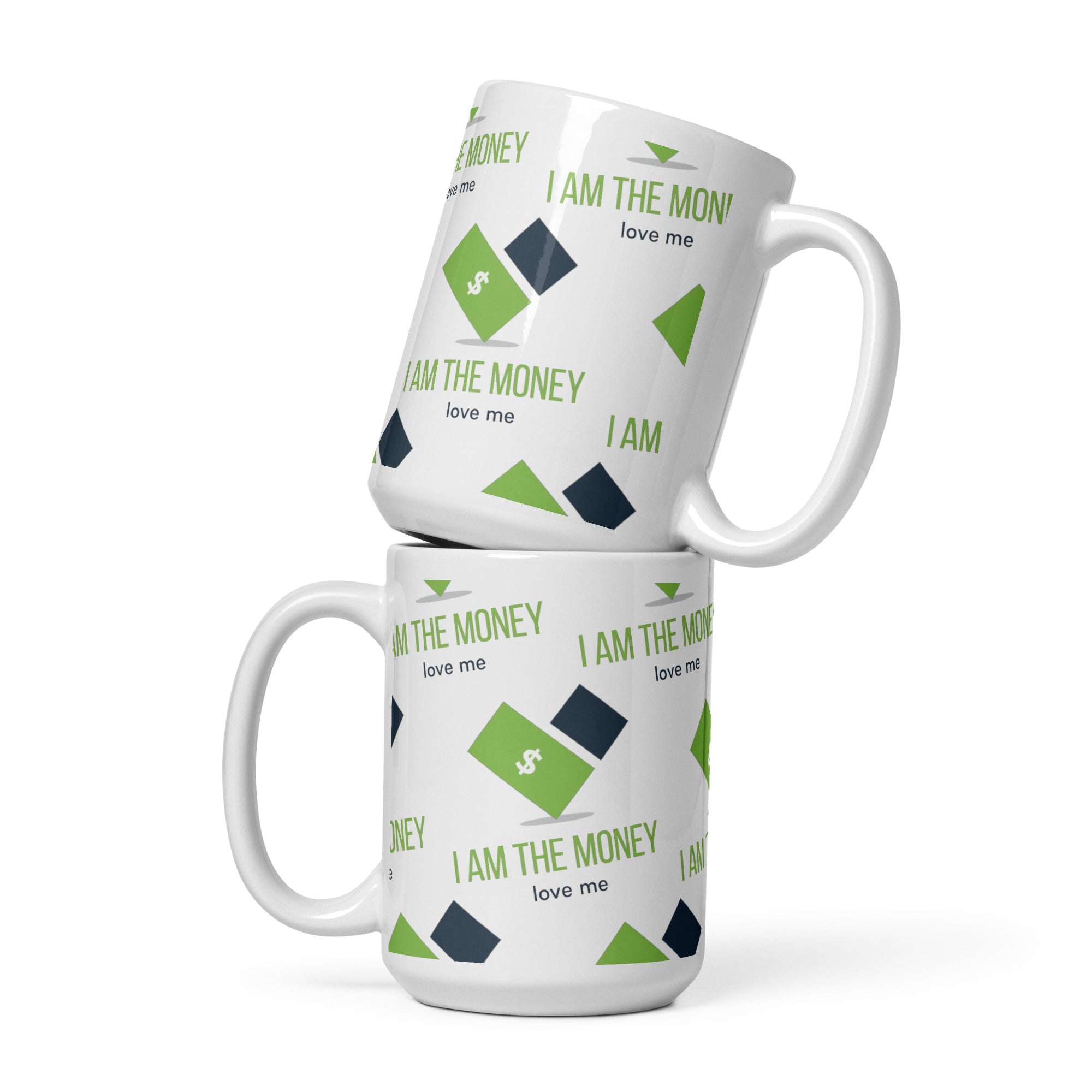 MDB Co. "I AM" THE MONEY White glossy mug - The Million Dollar Bill Co.
