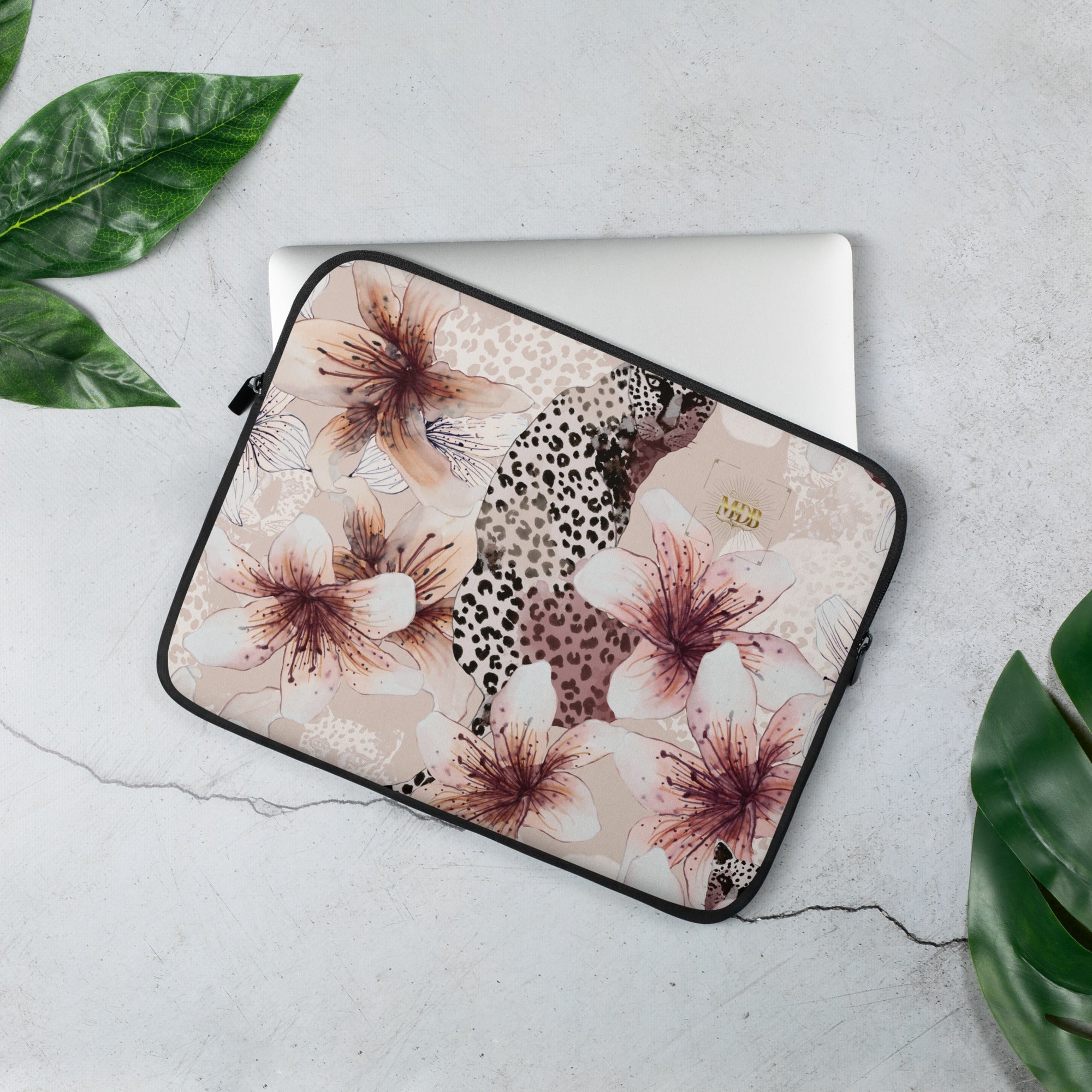MDB Co. Leopard Flora Laptop Sleeve - The Million Dollar Bill Co. SUBLIMATION