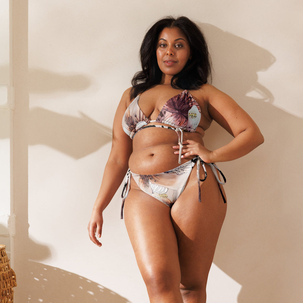 MDB Co. Leopard Flora All-over print eco string bikini - The Million Dollar Bill Co.