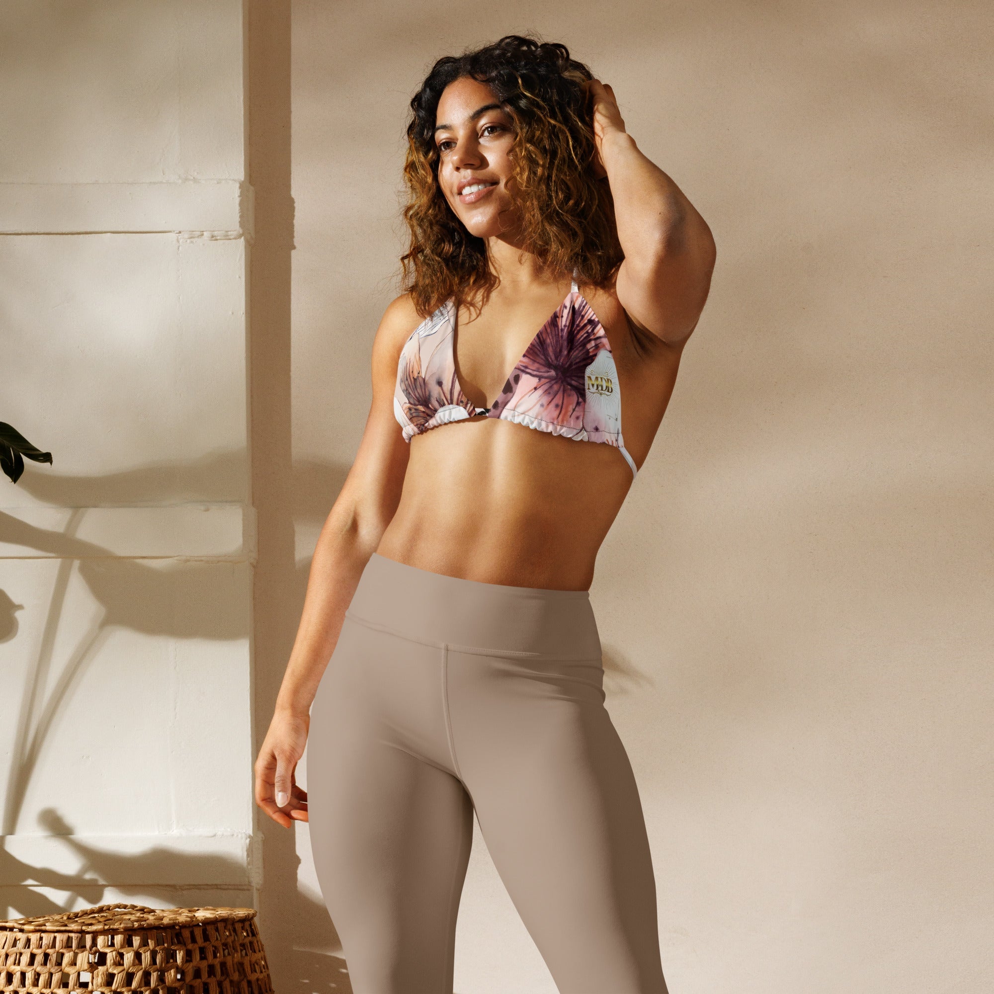 MDB Co. Leopard Flora All-over print recycled string bikini TOP - The Million Dollar Bill Co.