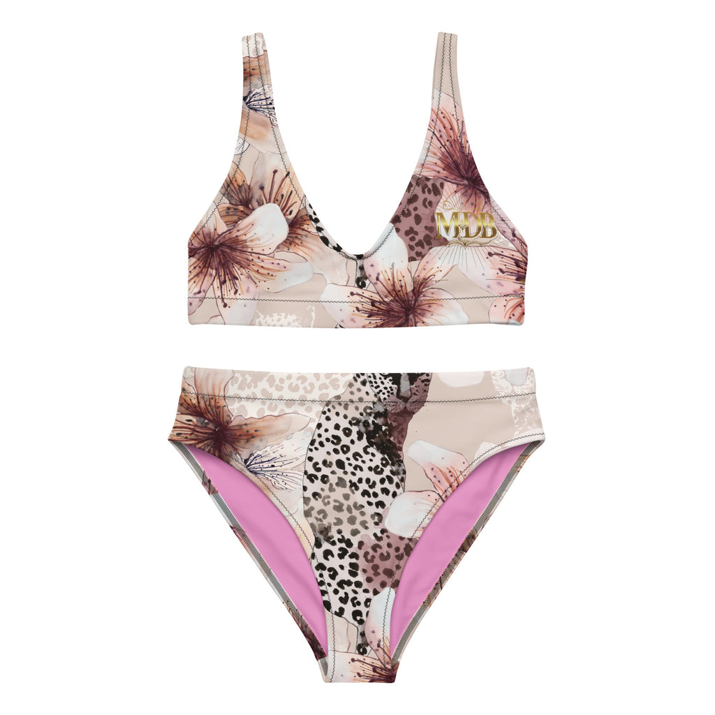 MDB Co. Leopard Blossom Recycled high - waisted bikini - The Million Dollar Bill Co.