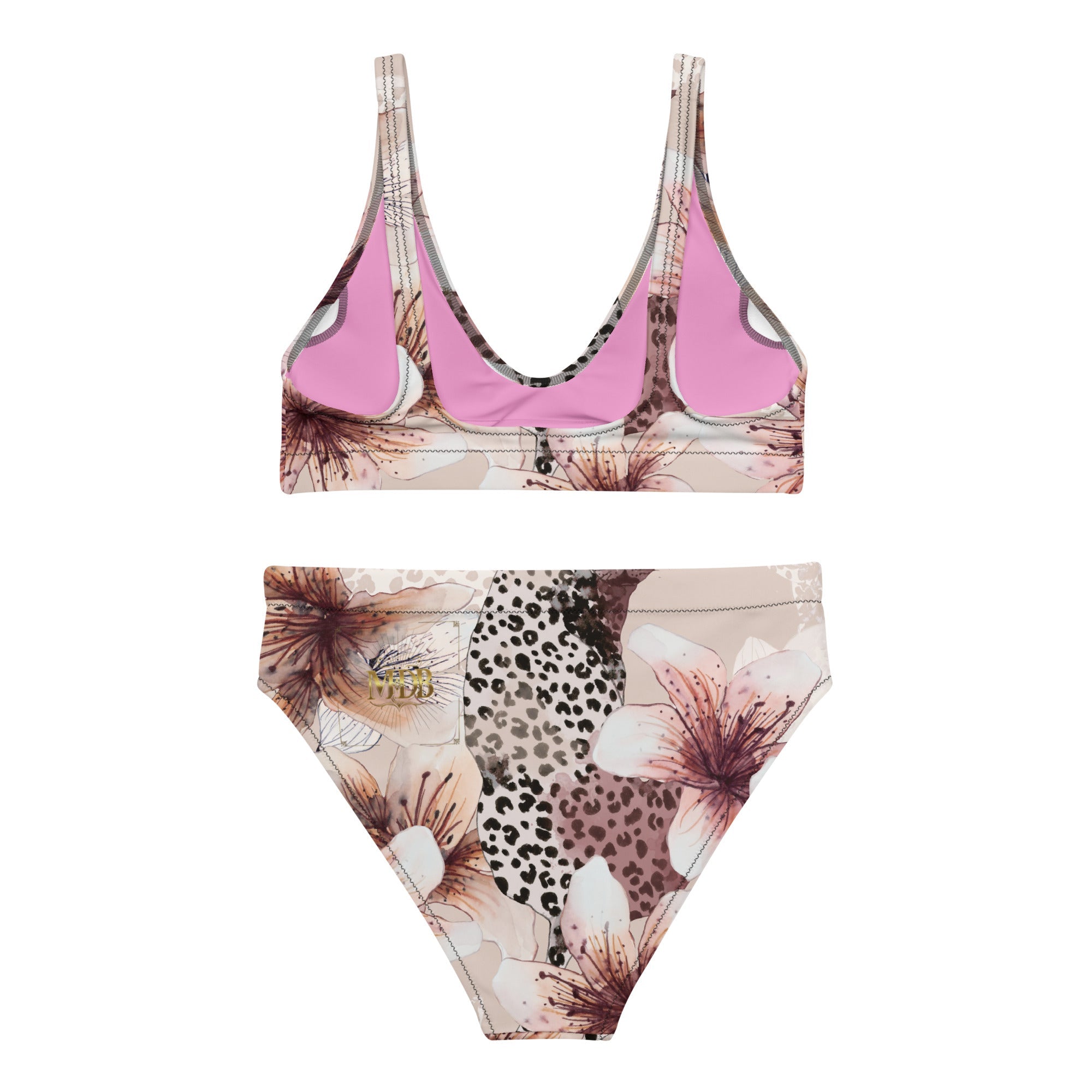 MDB Co. Leopard Blossom Recycled high - waisted bikini - The Million Dollar Bill Co.