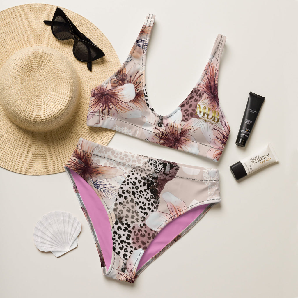MDB Co. Leopard Blossom Recycled high - waisted bikini - The Million Dollar Bill Co.
