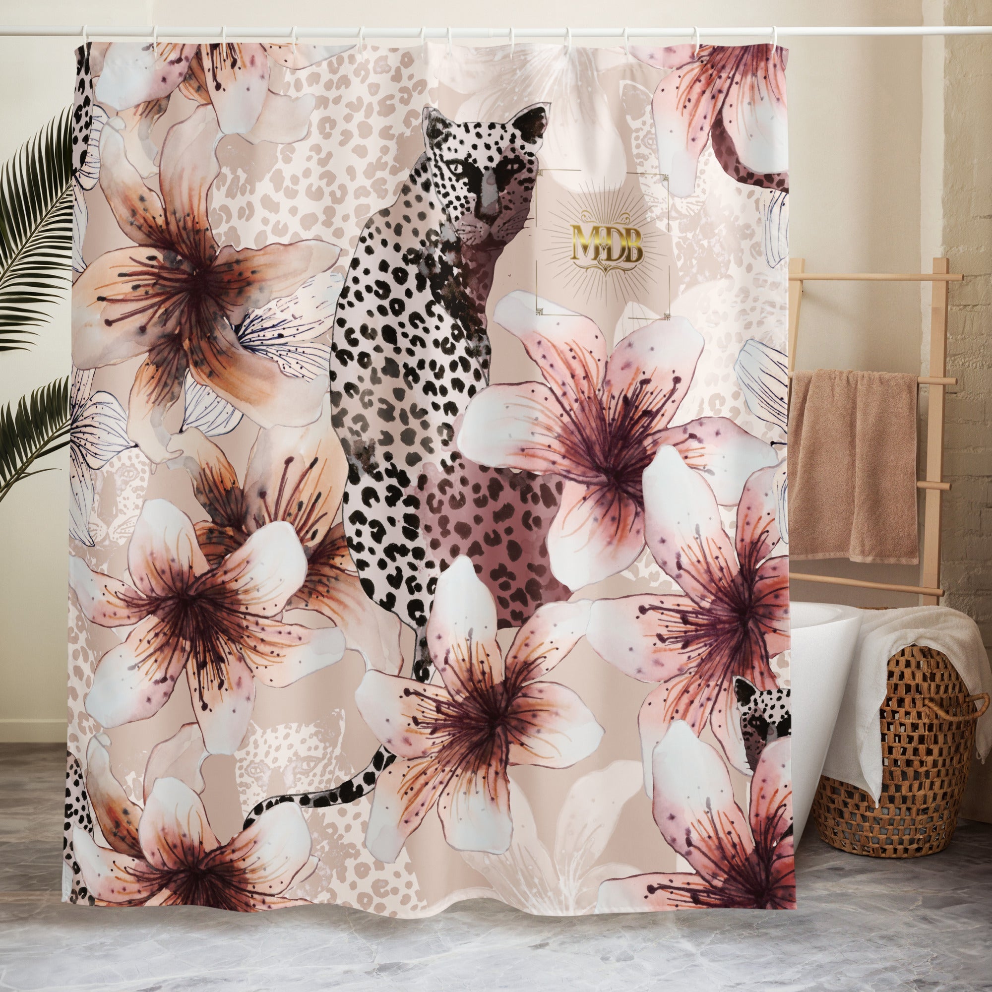 MDB Co. Leopard Flora Shower curtain - The Million Dollar Bill Co.