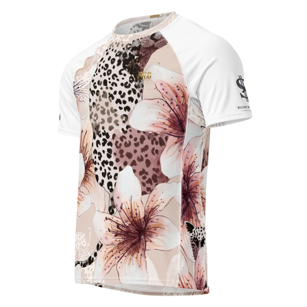 MDB Co. LEOPARD FLORAL All - over print men’s rash guard - The Million Dollar Bill Co.