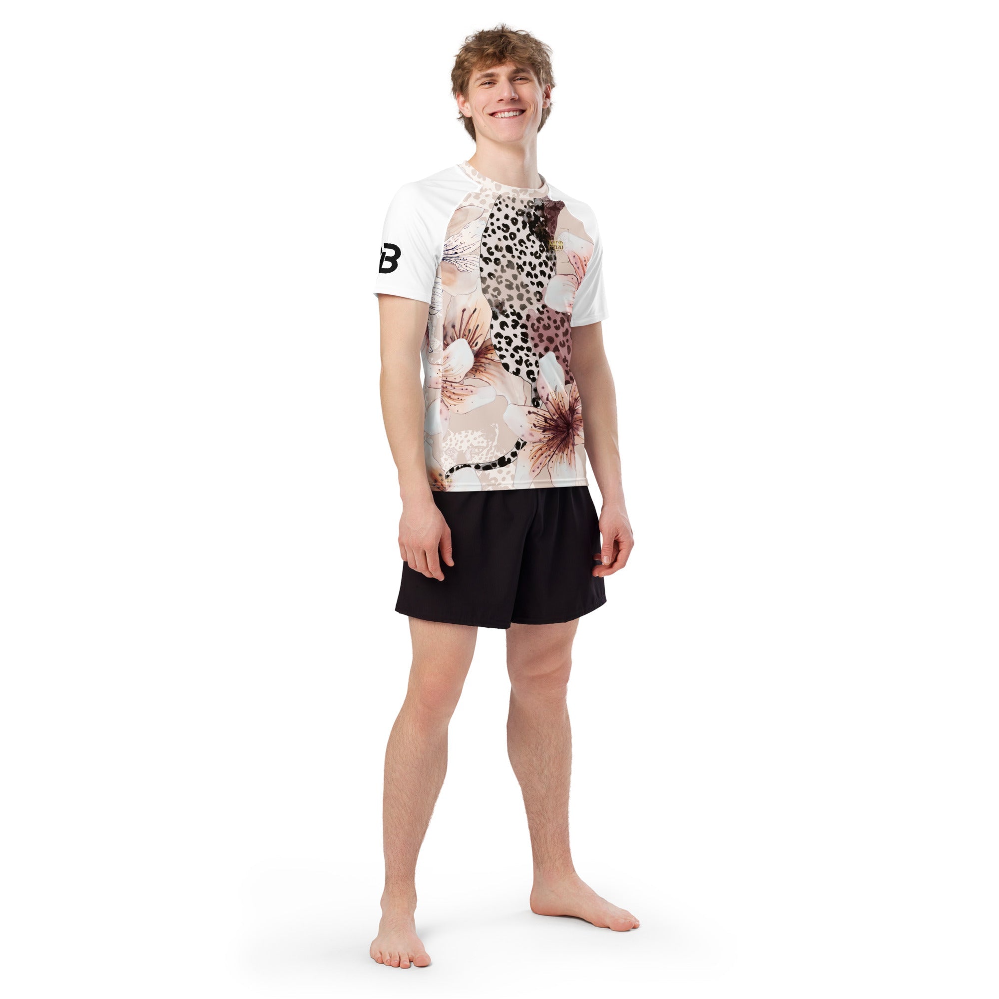 MDB Co. LEOPARD FLORAL All - over print men’s rash guard - The Million Dollar Bill Co.