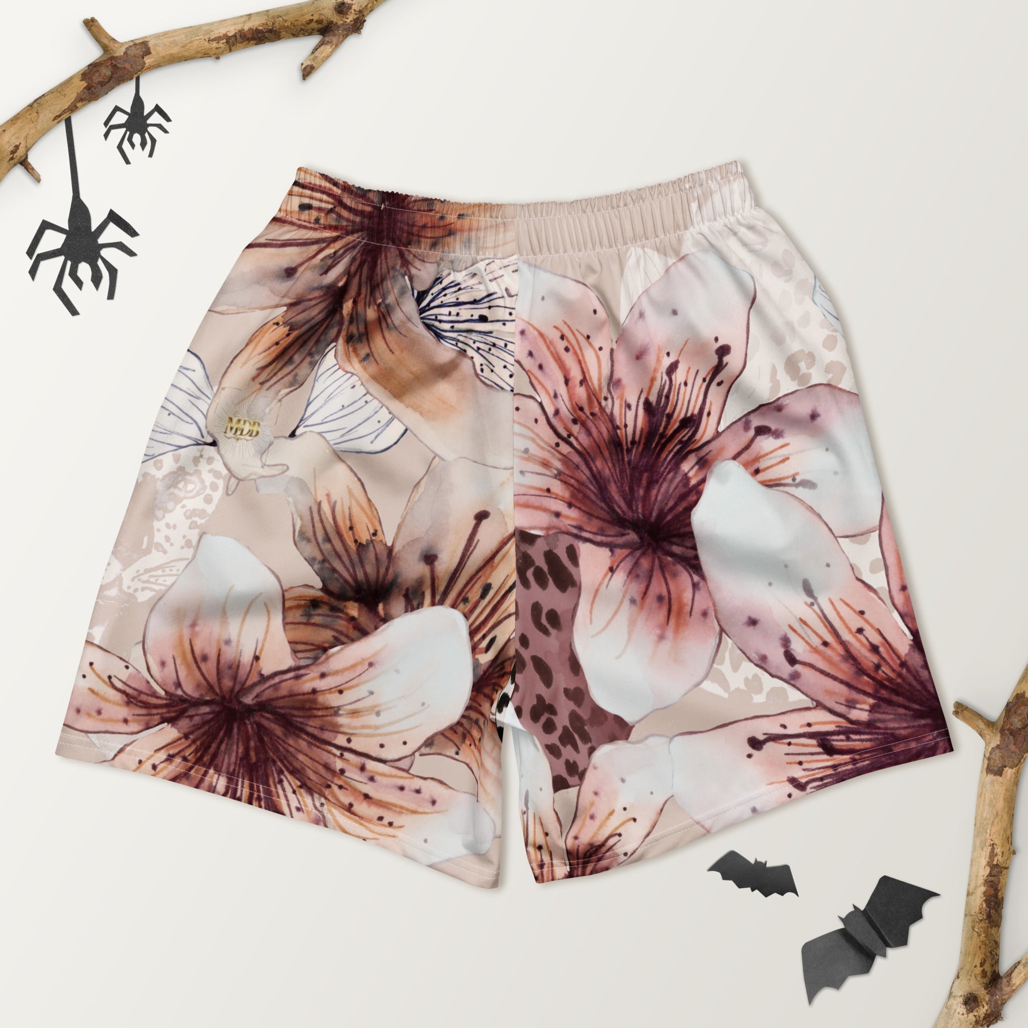 MDB Co. LEOPARD FLORAL All-Over Print Unisex Athletic Long Shorts - The Million Dollar Bill Co.