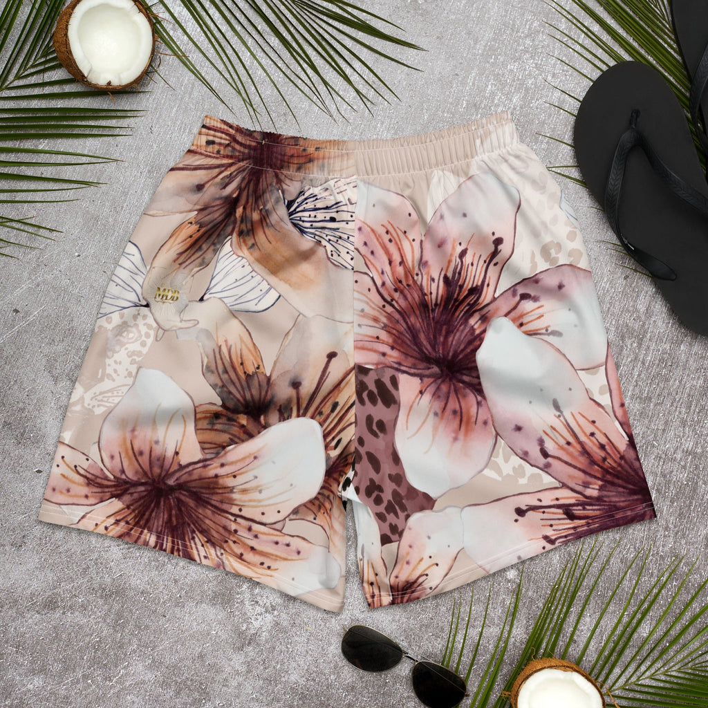 MDB Co. LEOPARD FLORAL All-Over Print Unisex Athletic Long Shorts - The Million Dollar Bill Co.