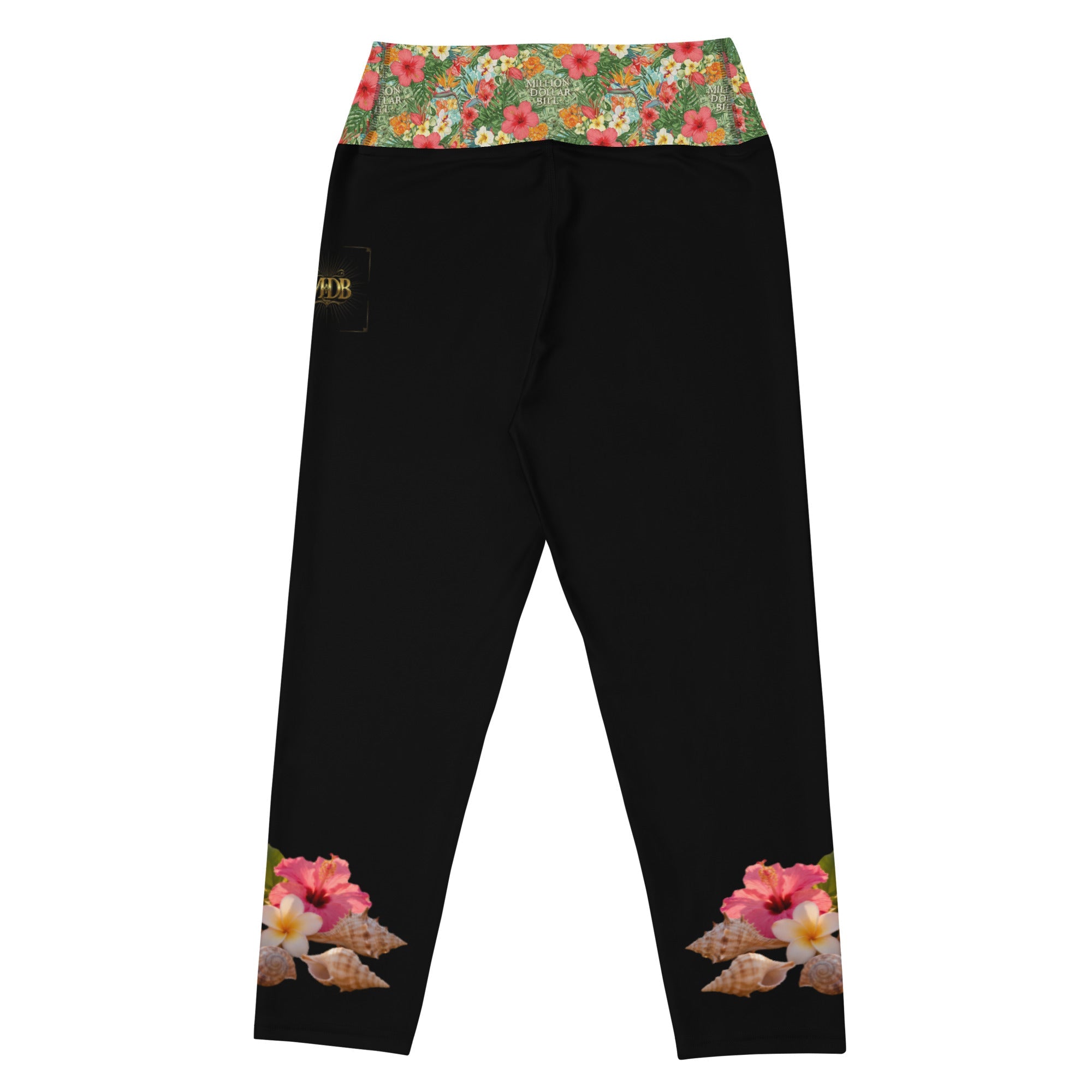 MDB Co. TROPICAL FLORAL Yoga Capri Leggings (BLK/WHT) - The Million Dollar Bill Co.