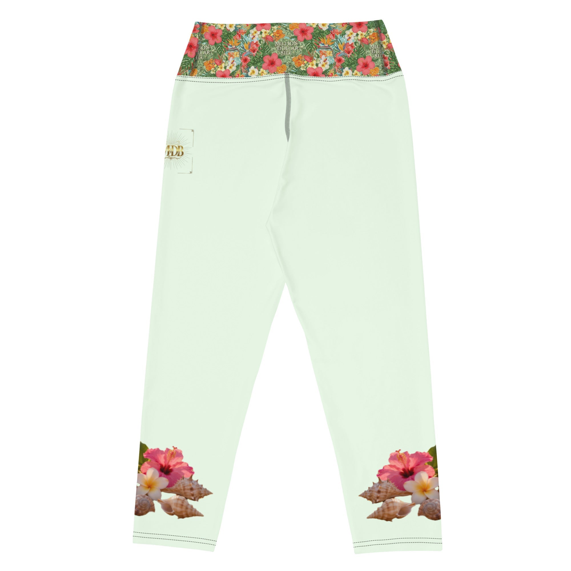 MDB Co. TROPICAL FLORAL Yoga Capri Leggings (HONEYDEW) - The Million Dollar Bill Co.