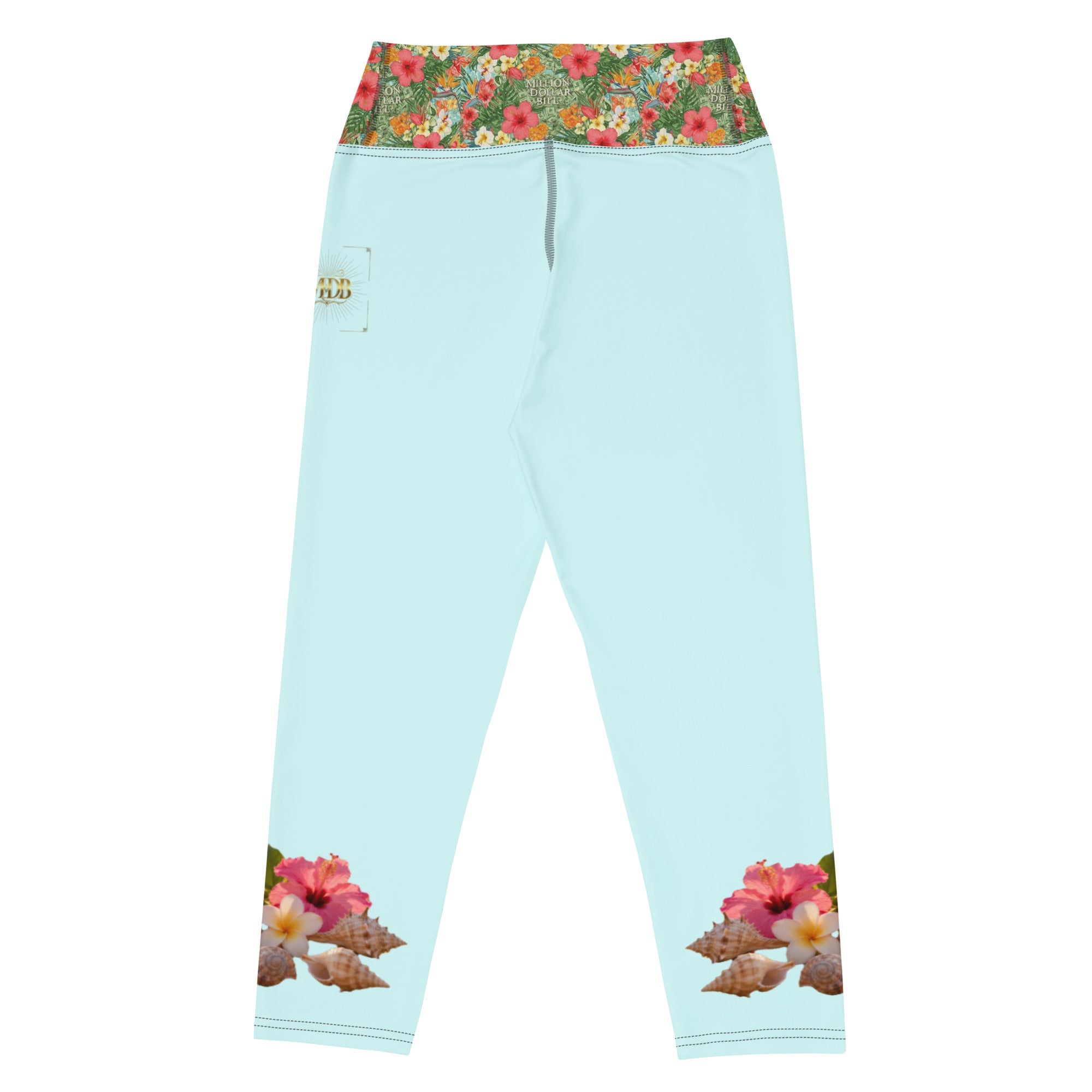 MDB Co. TROPICAL FLORAL Yoga Capri Leggings (LT.CYAN) - The Million Dollar Bill Co.