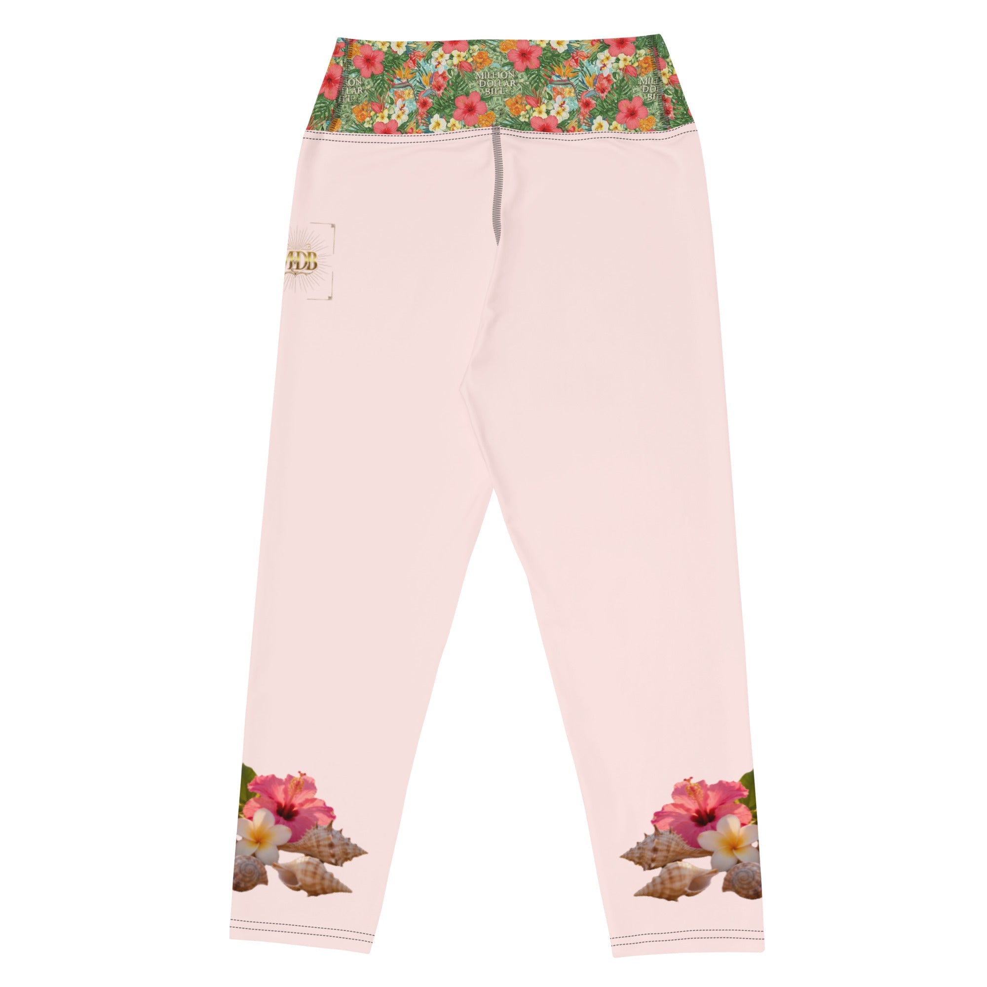 MDB Co. Tropical floral Yoga Capri Leggings (Misty Rose) - The Million Dollar Bill Co.