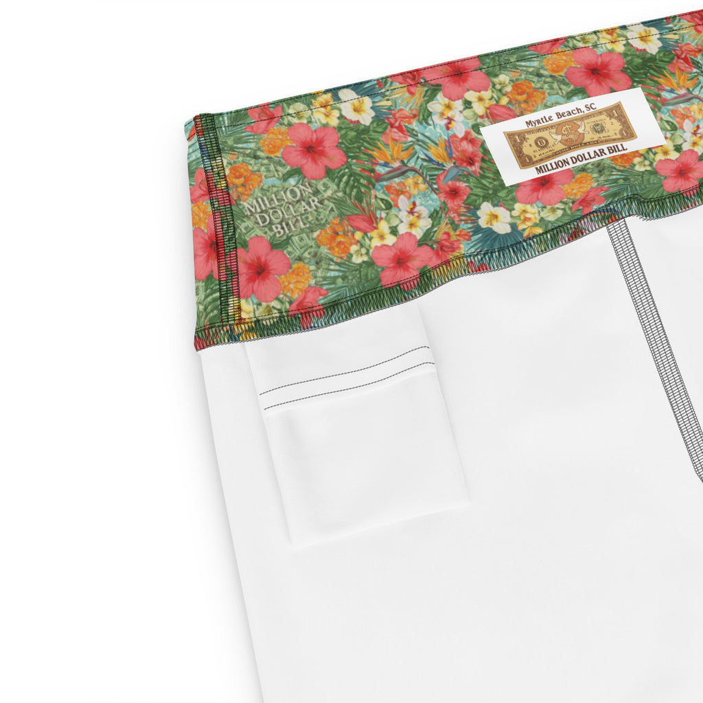 MDB Co. Tropical floral Yoga Capri Leggings (Misty Rose) - The Million Dollar Bill Co.