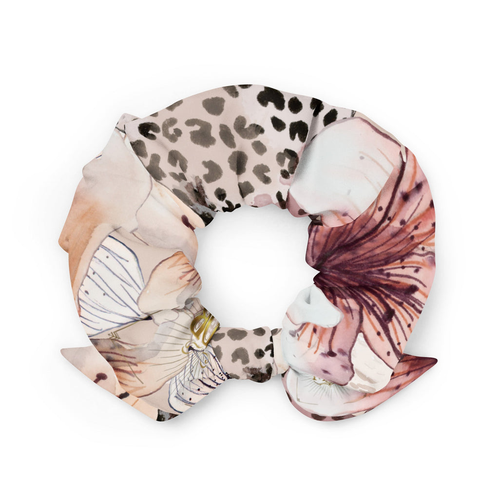 MDB Co. Leopard Flora Recycled Scrunchie - The Million Dollar Bill Co. CUT-SEW