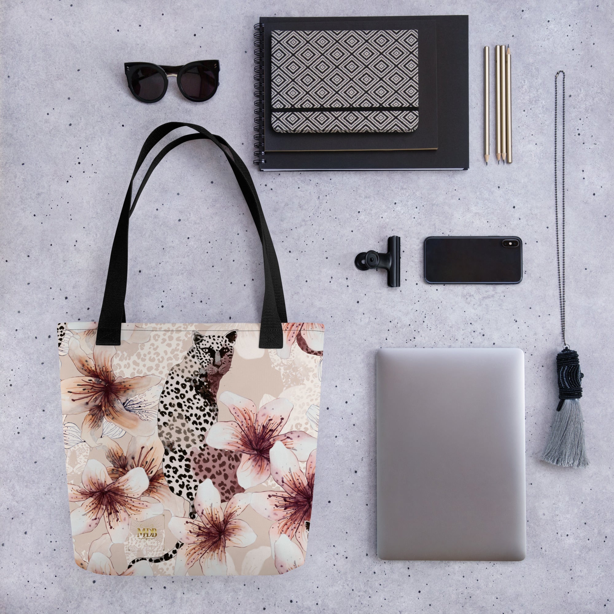 MDB Co. Leopard Flora Tote bag - The Million Dollar Bill Co. CUT-SEW