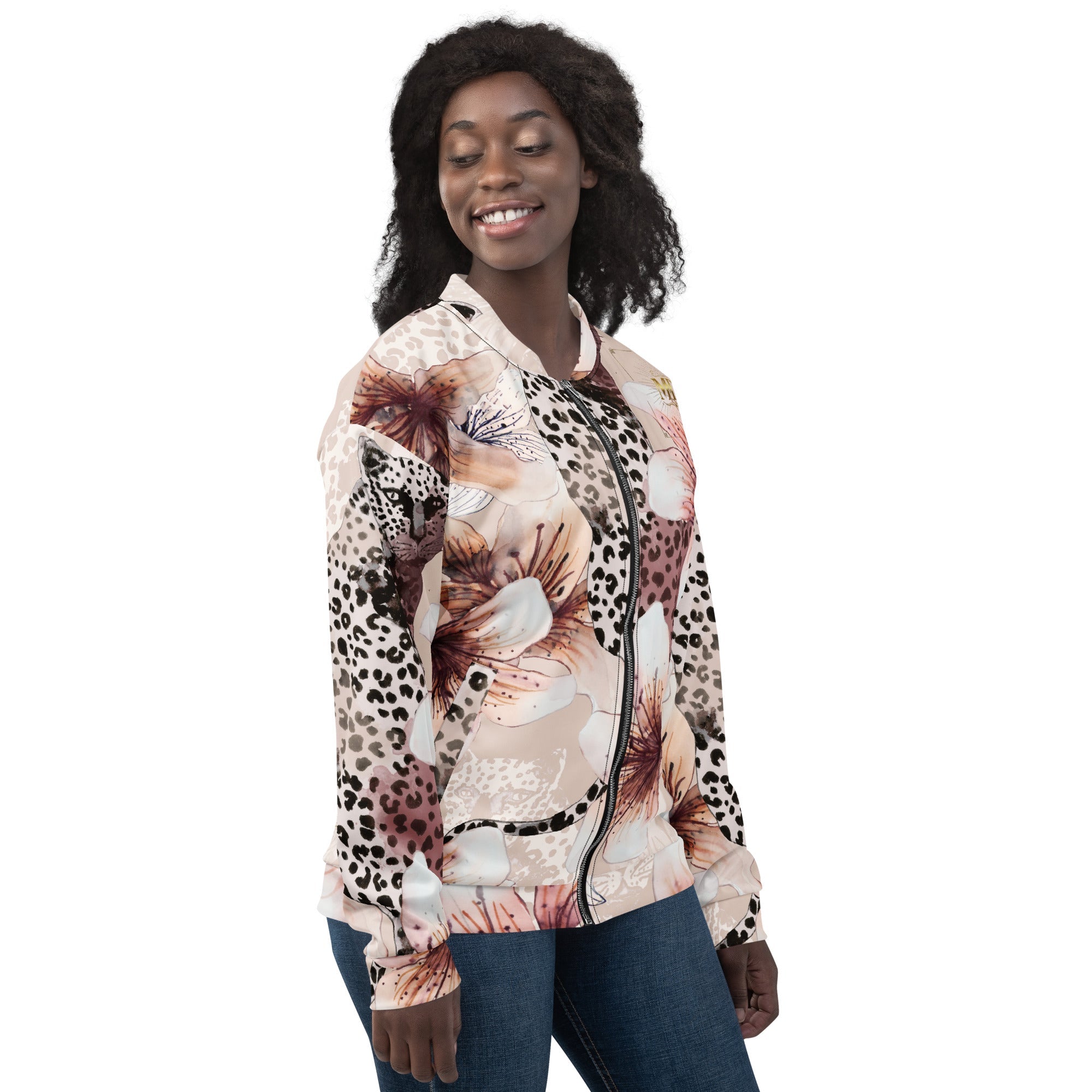 MDB Leopard Blossom Unisex Bomber Jacket - The Million Dollar Bill Co.